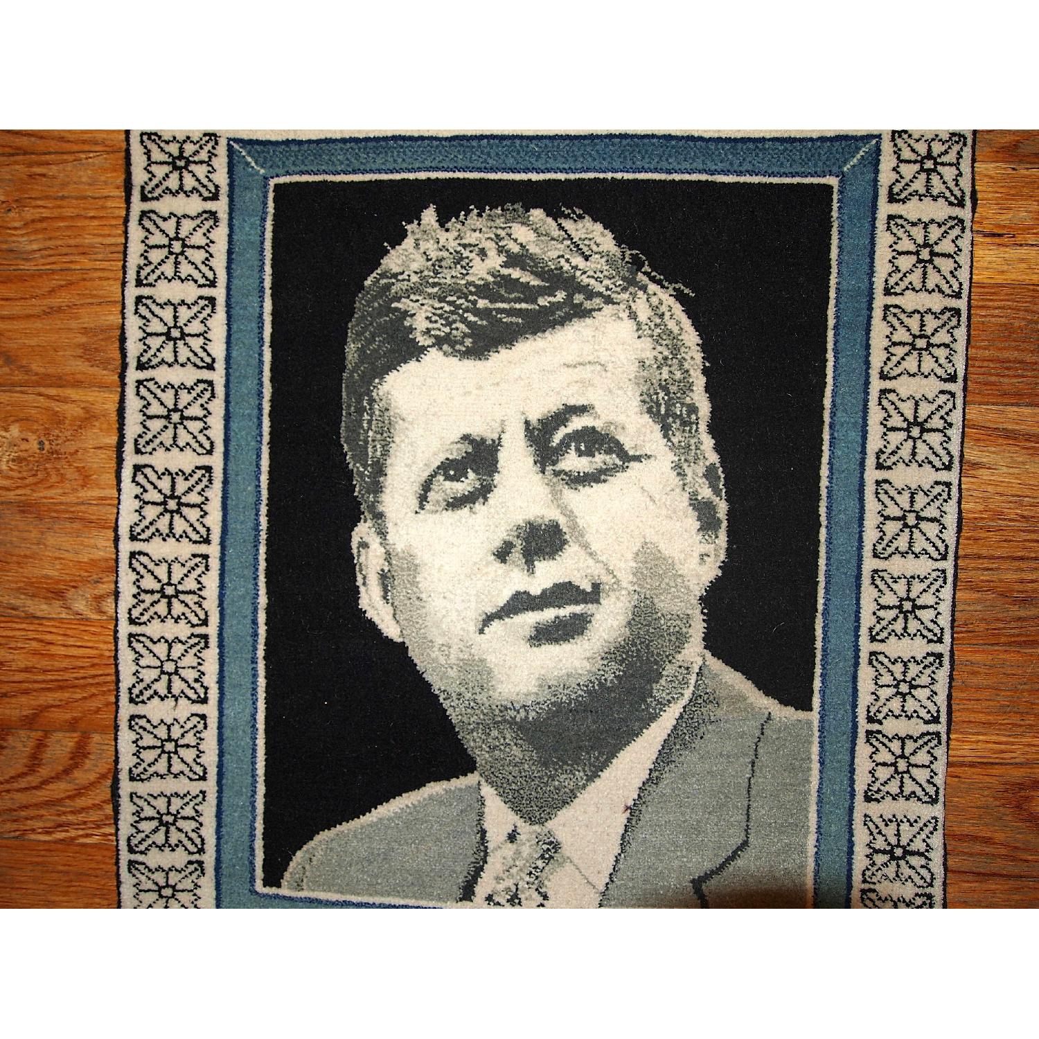 Antique Handmade Persian Tabriz Kennedy Portrait Rug - AptDeco