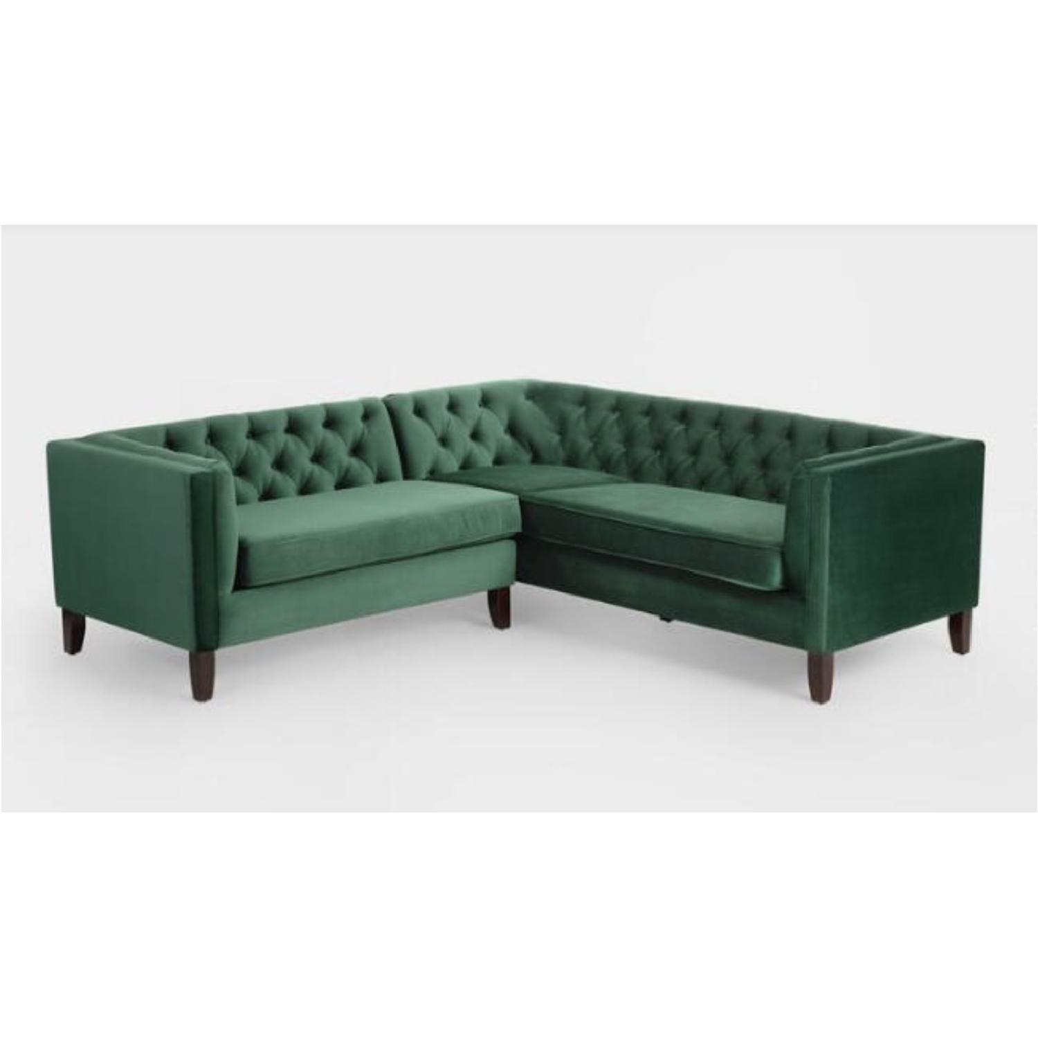 World Market Green LShape Sectional Sofa AptDeco