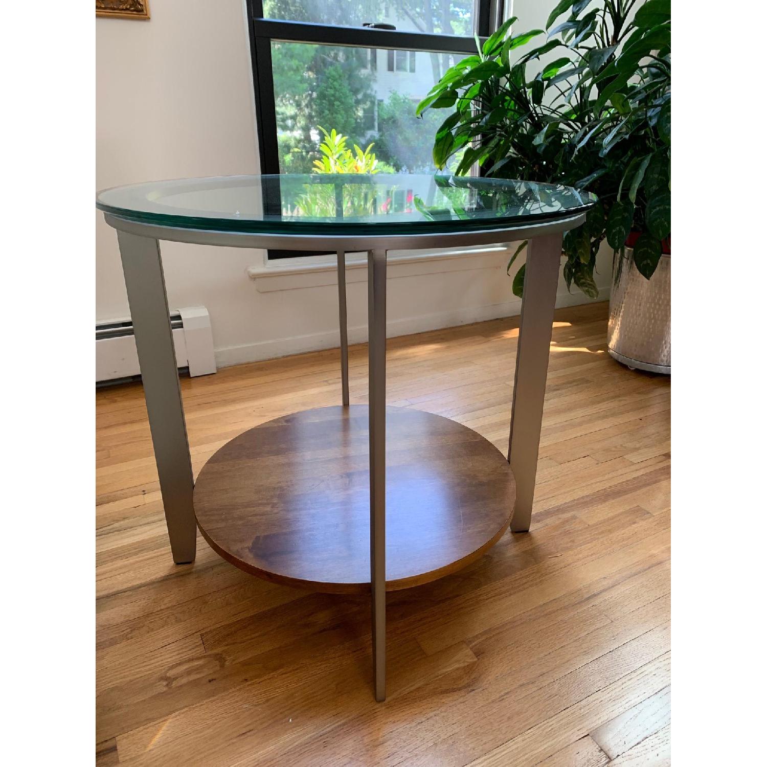 Ethan Allen Glass Top End Table AptDeco
