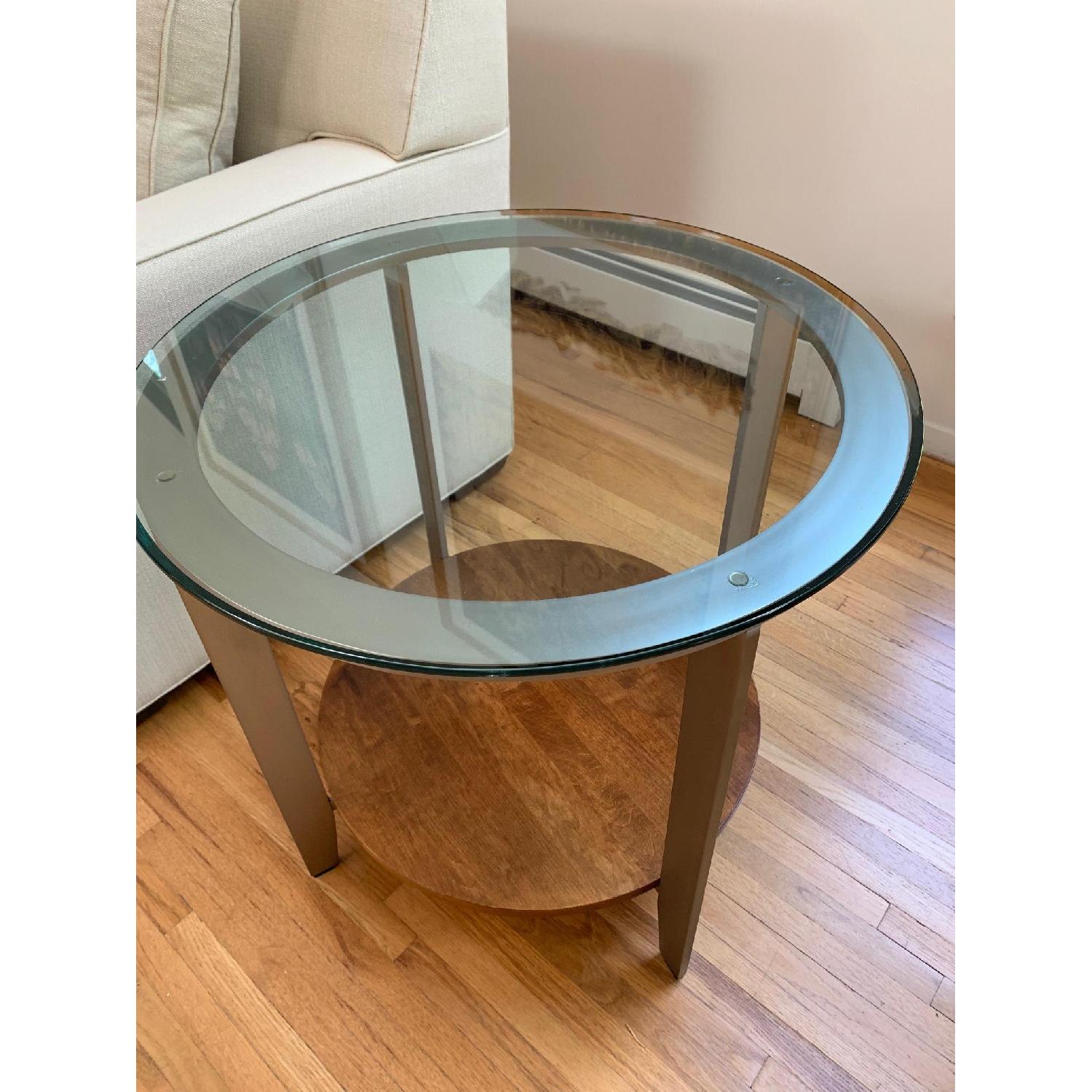 Ethan Allen Glass Top End Table AptDeco