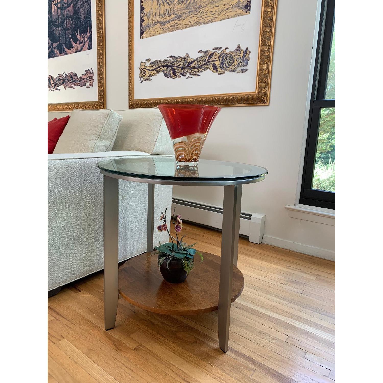 Ethan Allen Glass Top End Table AptDeco