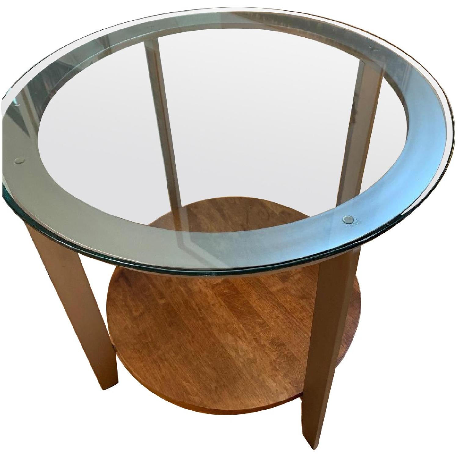 Ethan Allen Glass Top End Table AptDeco