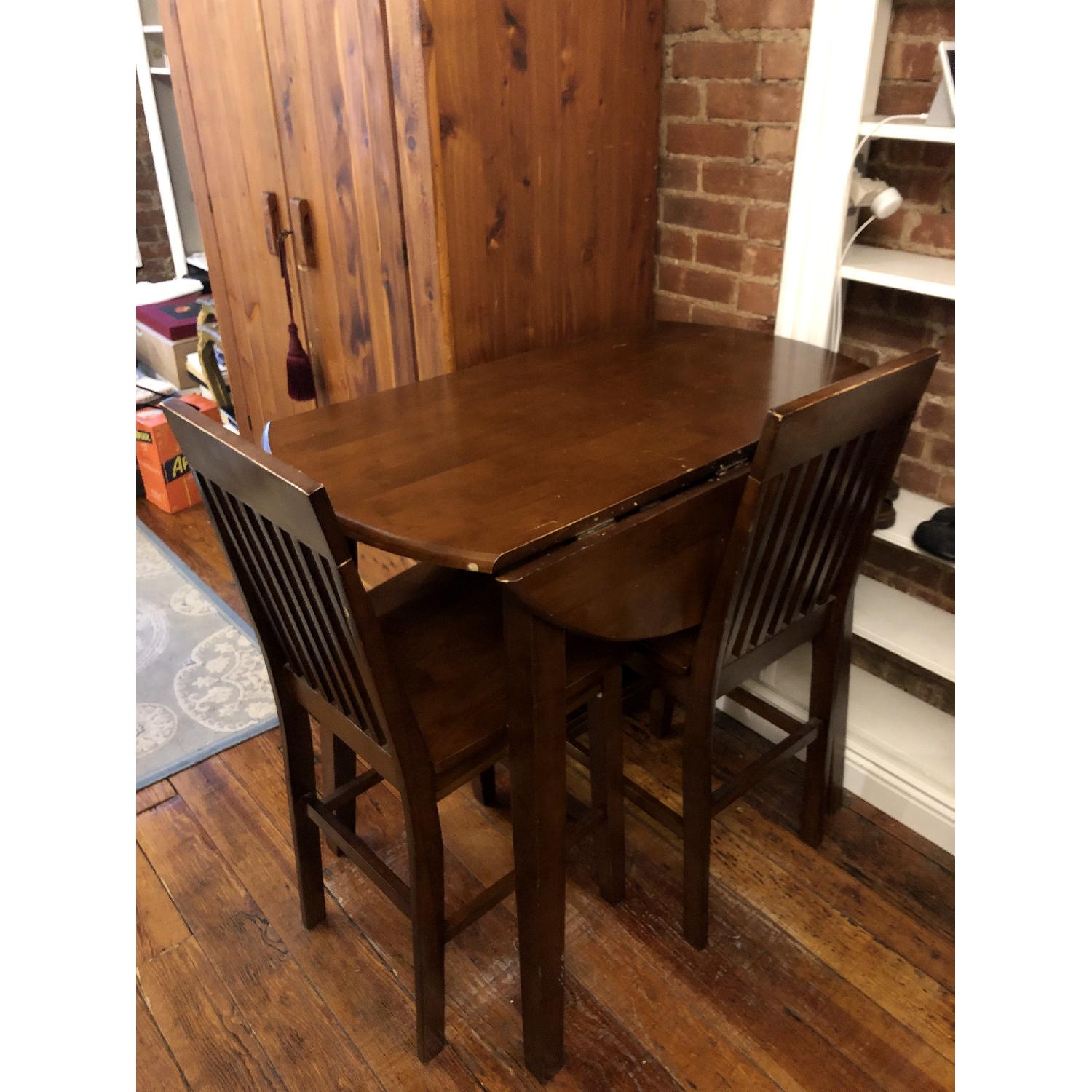 Round Drop Leaf Table w/ 2 Chairs - image-1