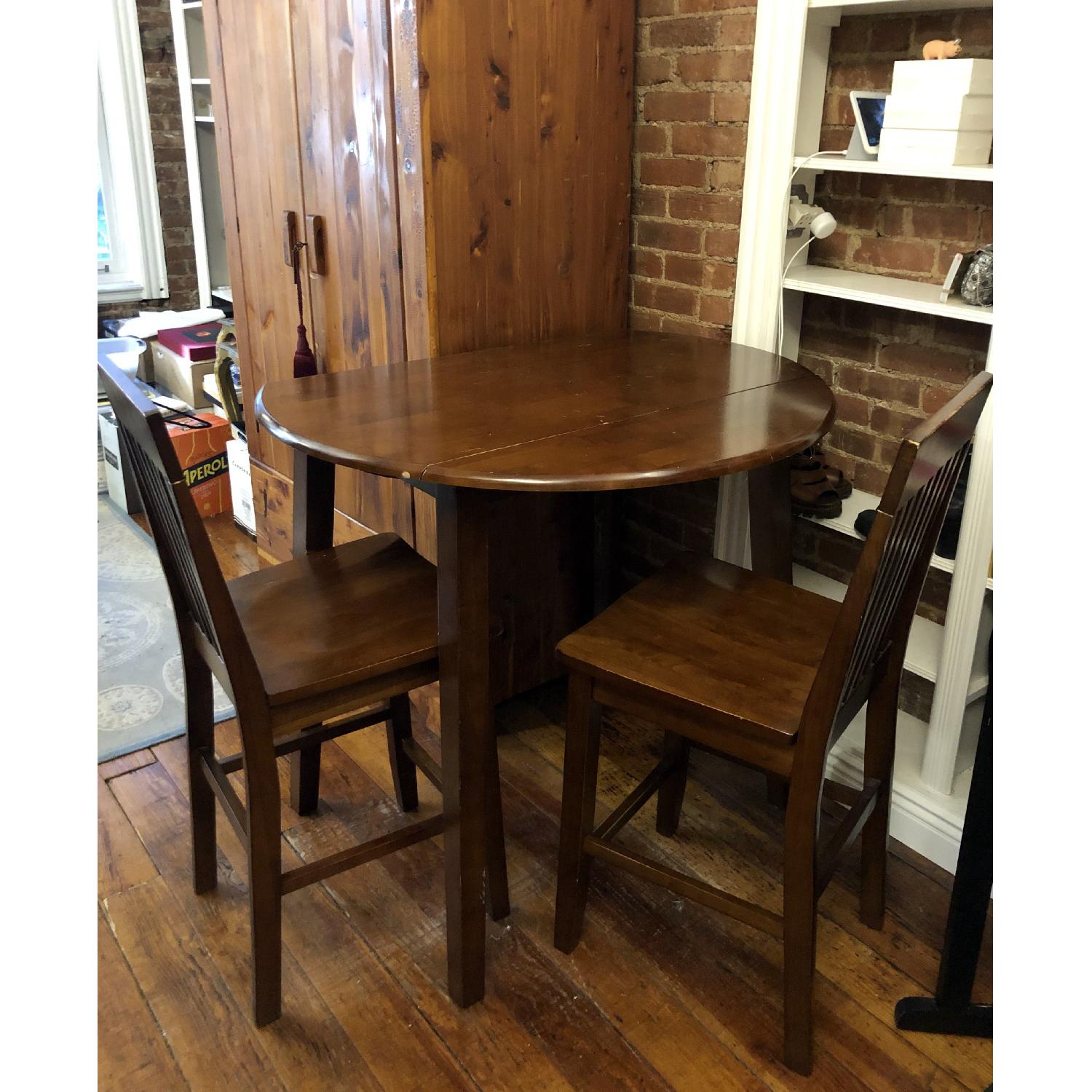 Round Drop Leaf Table w/ 2 Chairs - image-2