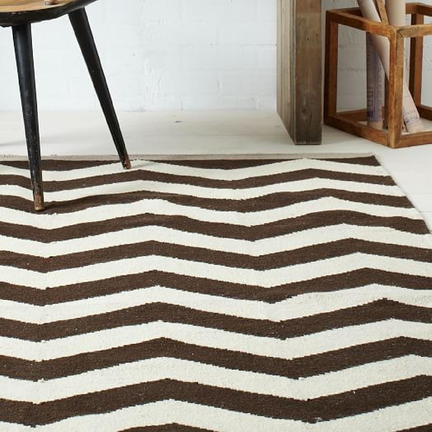 West Elm Black White & Tan Zig Zag Rug - image-1