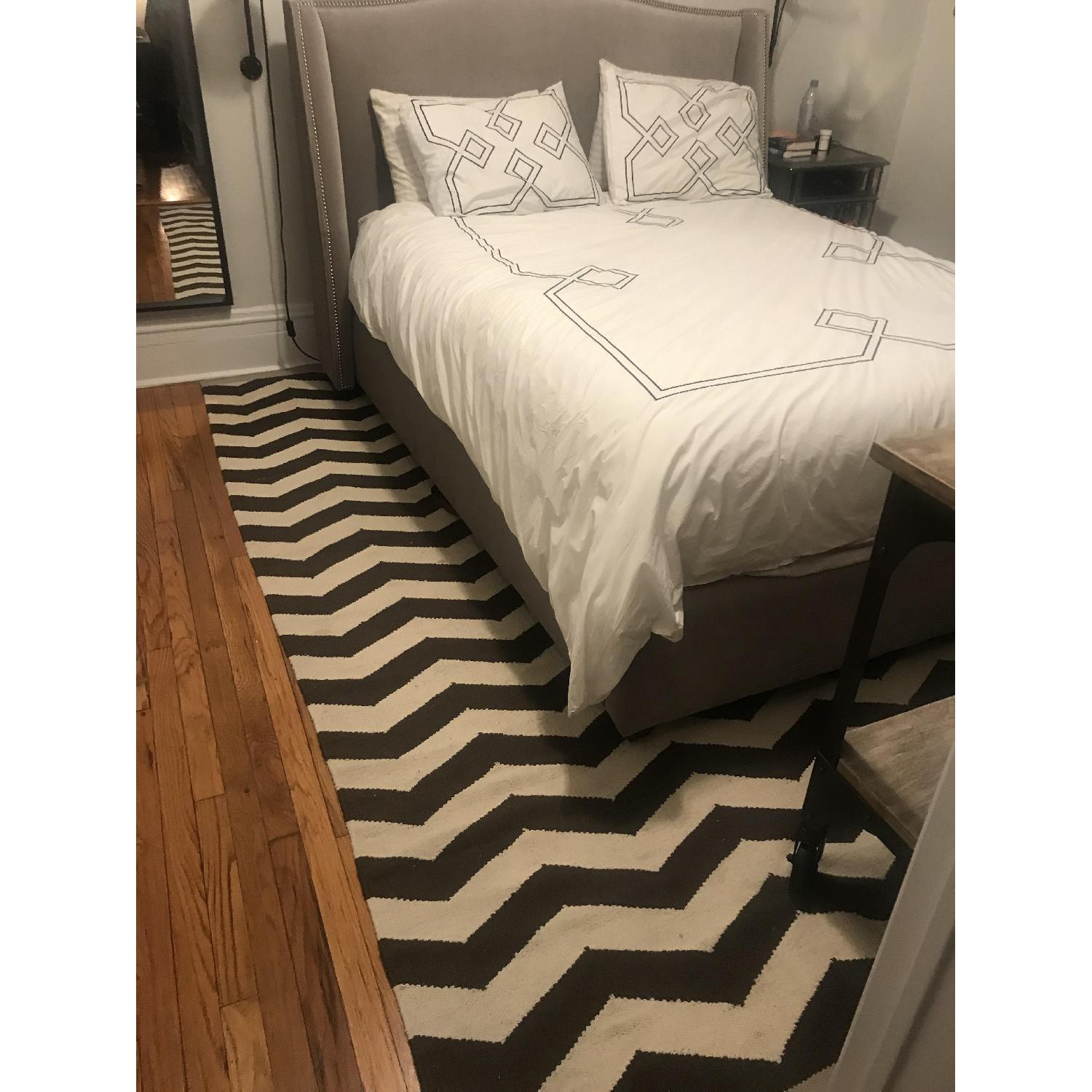 West Elm Black White & Tan Zig Zag Rug - image-2