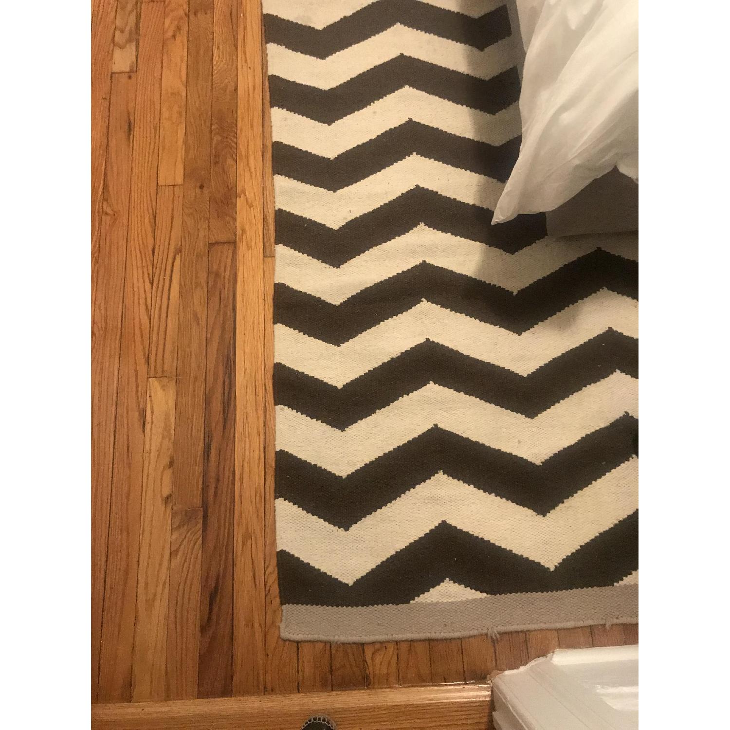 West Elm Black White & Tan Zig Zag Rug - image-3