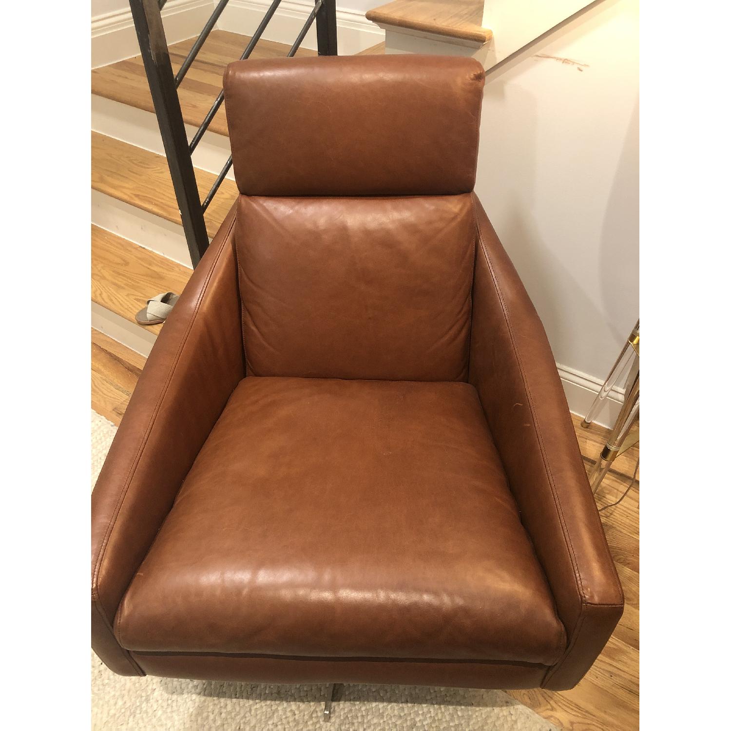 West Elm Austin Leather Swivel Armchair AptDeco