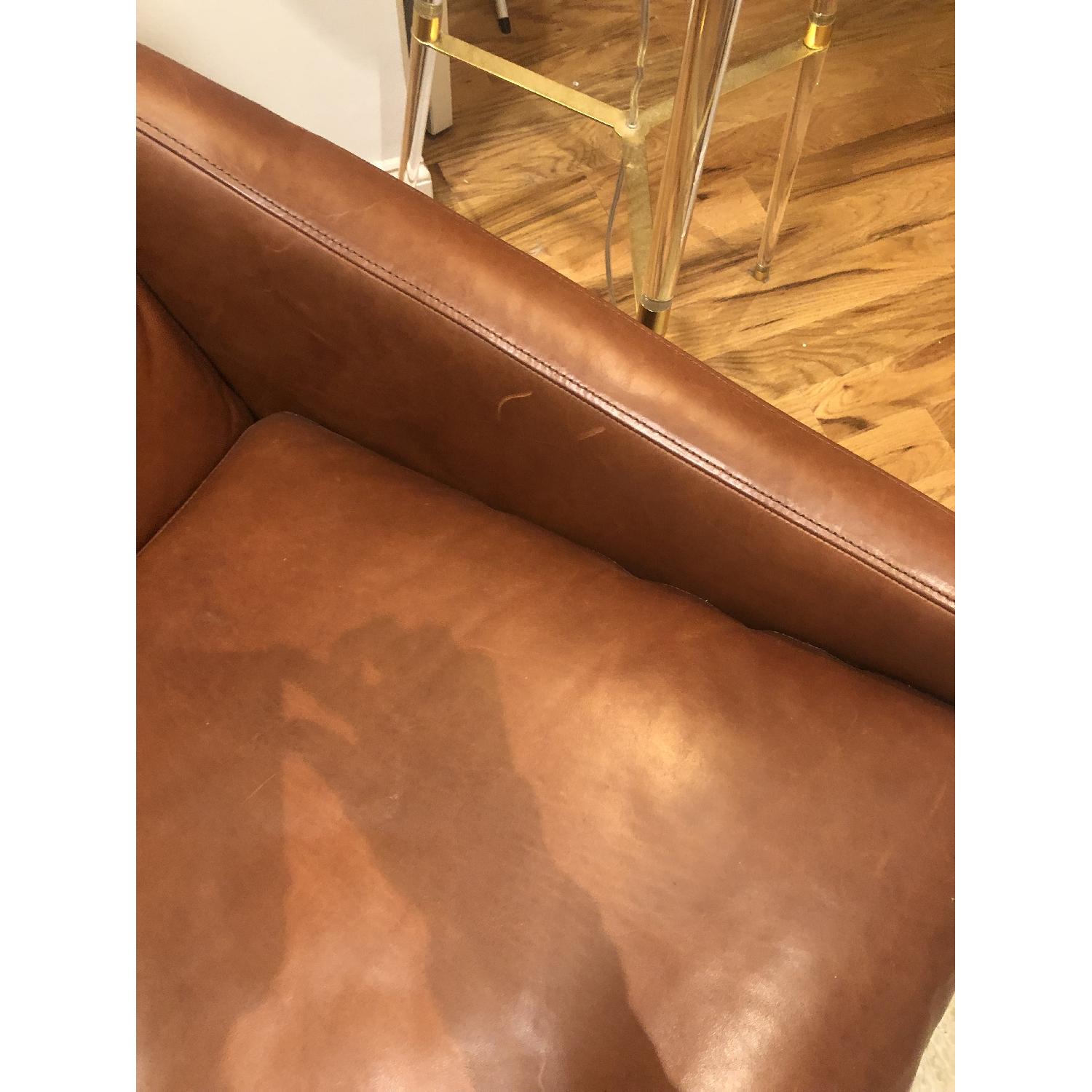 West Elm Austin Leather Swivel Armchair - image-4
