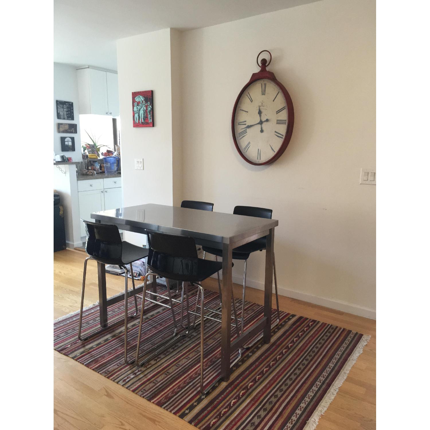 Ikea Stainless Steel Table w/ 4 Bar Stools - image-2