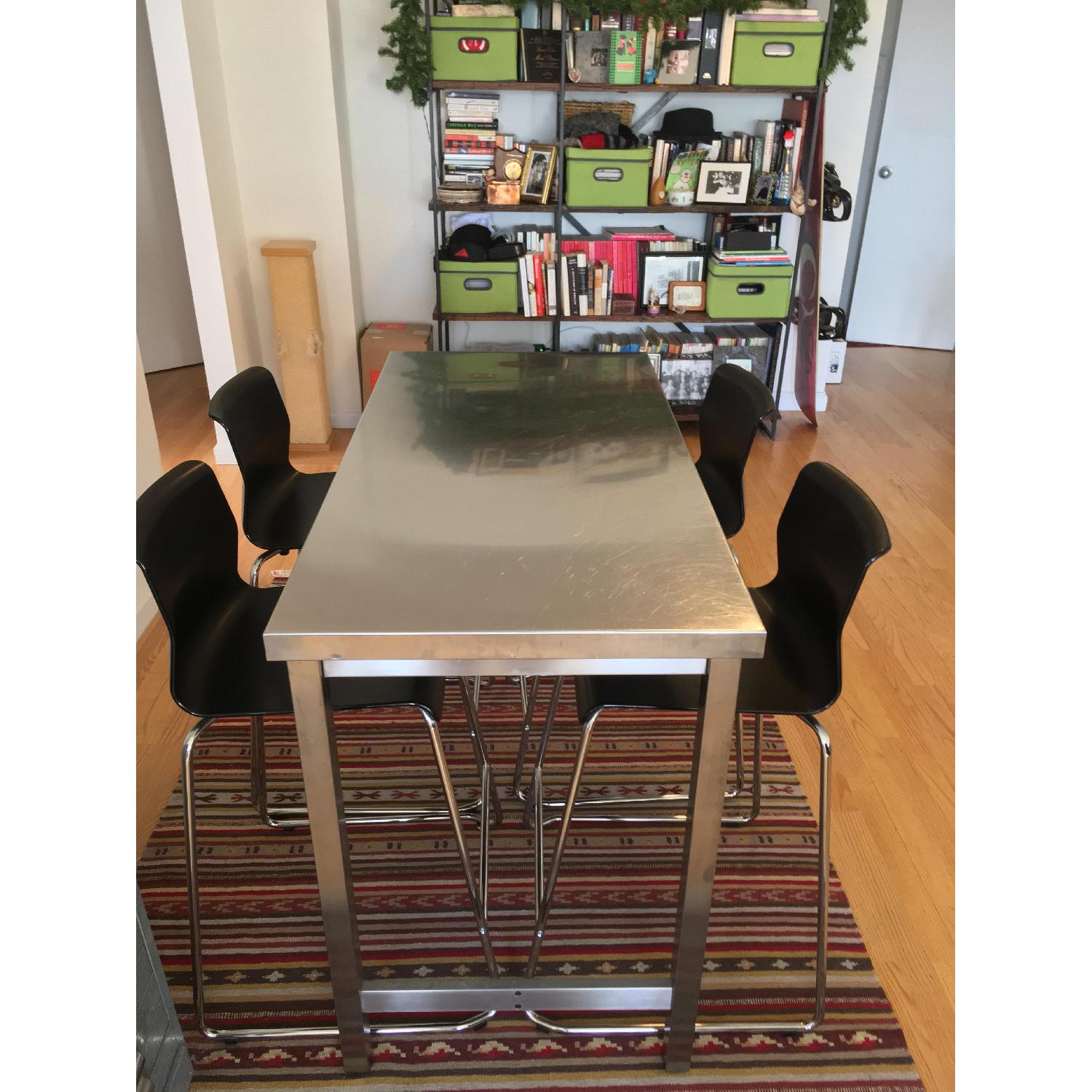 Ikea Stainless Steel Table w/ 4 Bar Stools - image-3