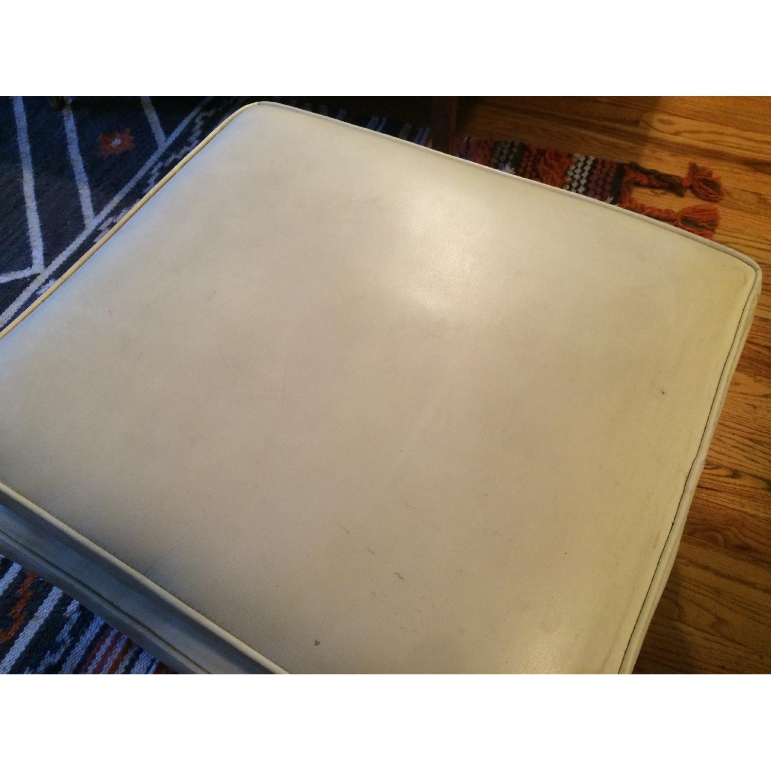 Mid-Century Faux Leather Off-White Couch - image-5