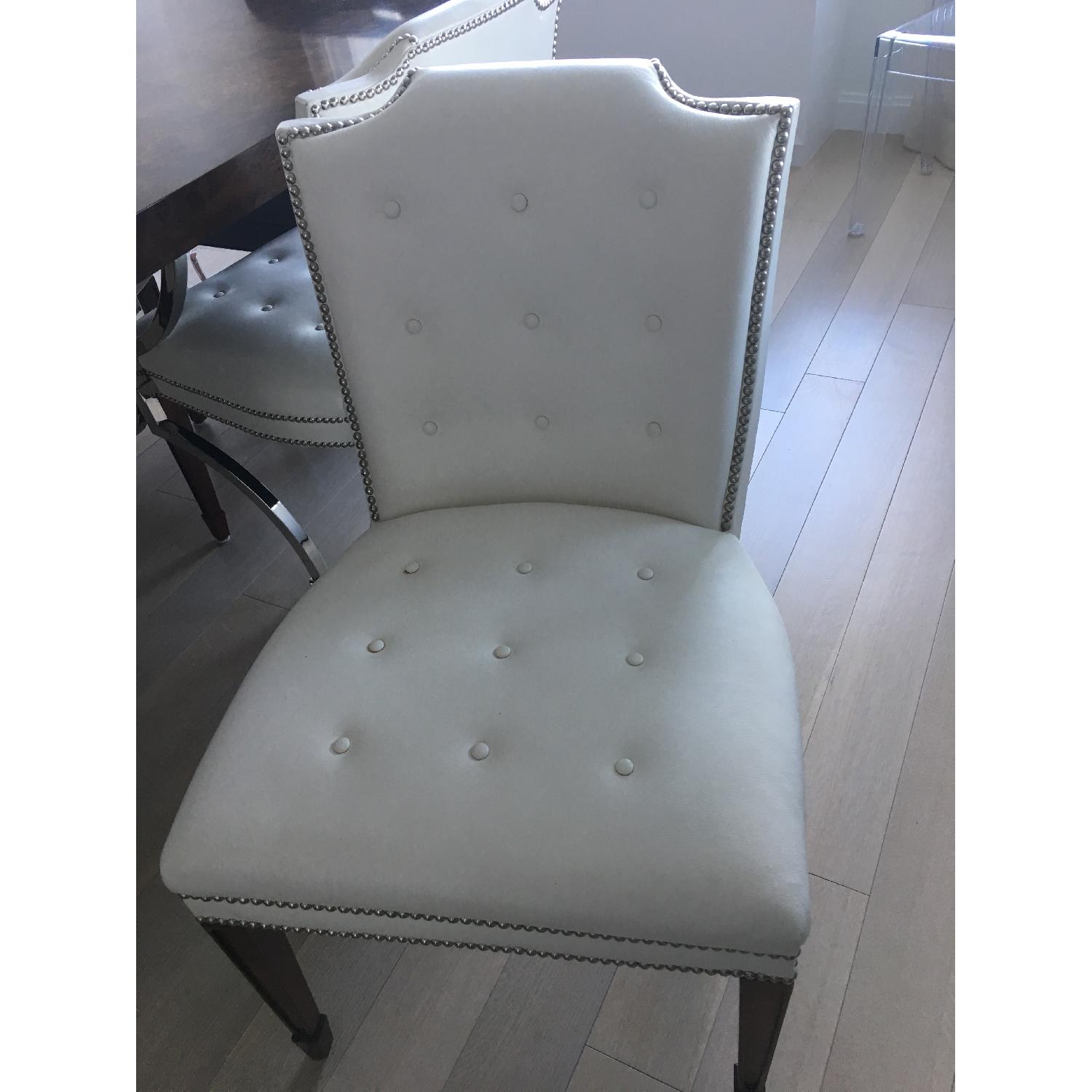Global Views White Leather Custom Dining Chairs - image-1