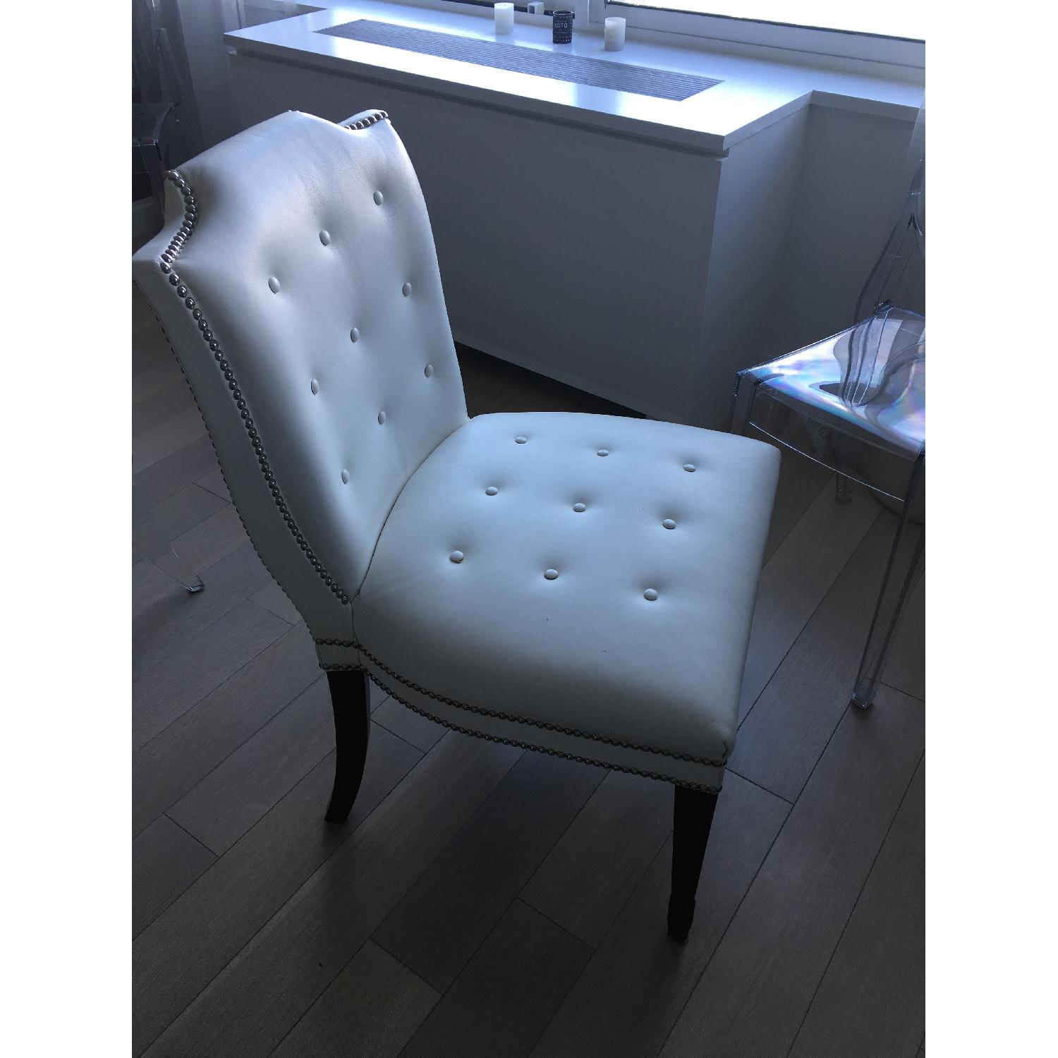Global Views White Leather Custom Dining Chairs - image-2
