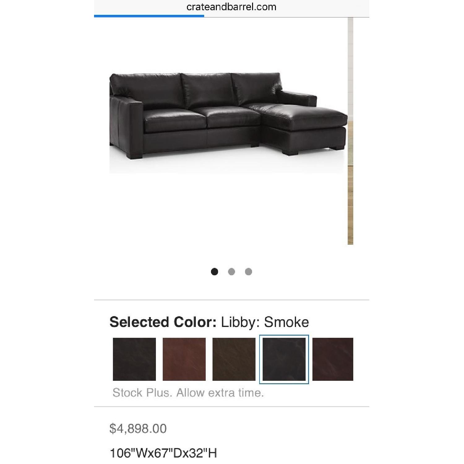 Crate & Barrel Leather Sectional Sofa - image-1