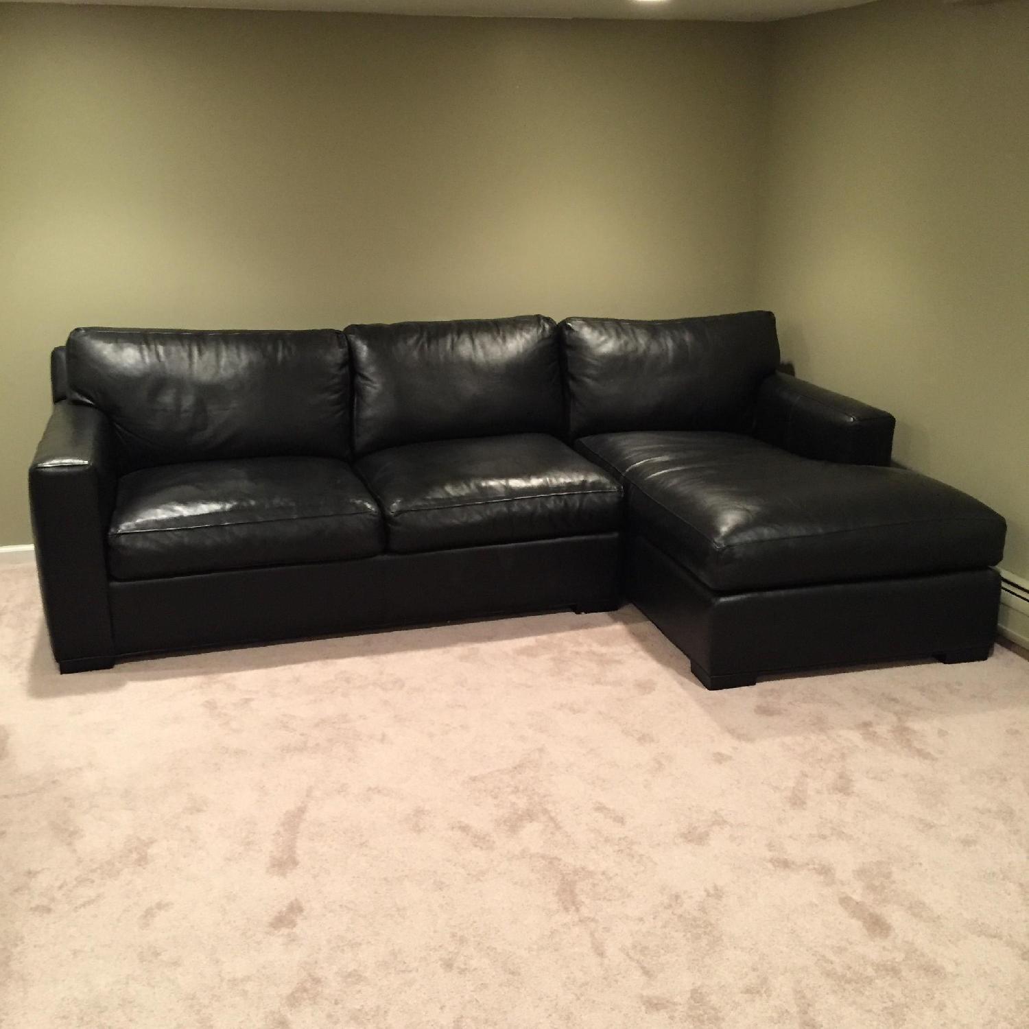 Crate & Barrel Leather Sectional Sofa - image-2