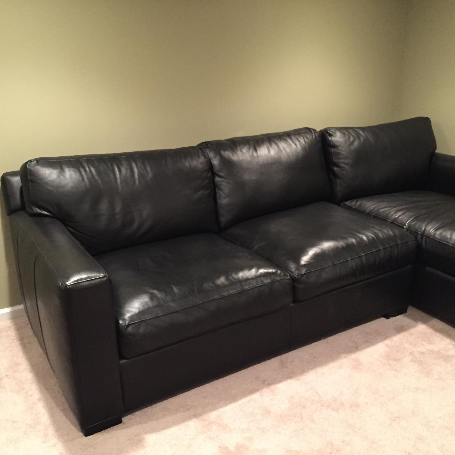 Crate & Barrel Leather Sectional Sofa - image-3