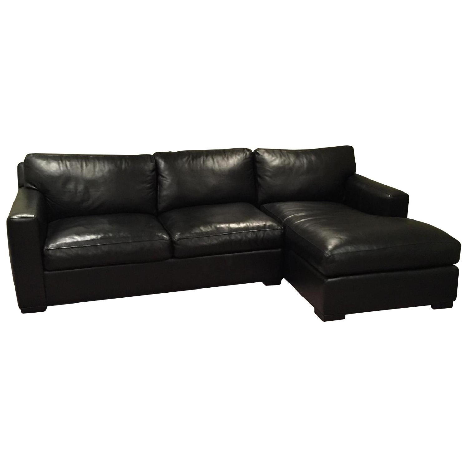 Crate & Barrel Leather Sectional Sofa - image-0