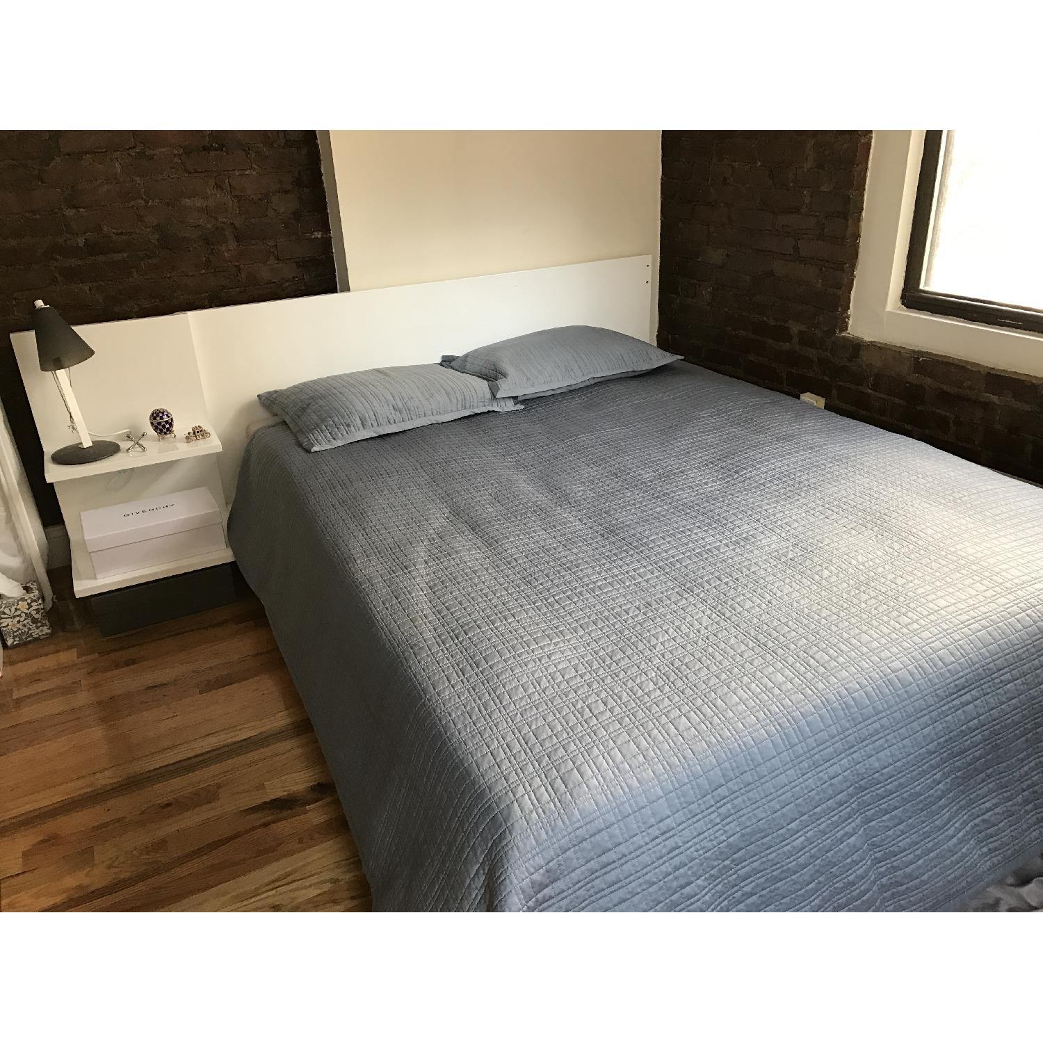 CB2 Andes White Queen Bed Frame w/ Floating Nightstands - image-1