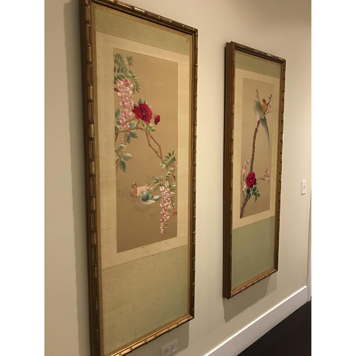 Silk Hand Embroidered Framed Panel - image-2