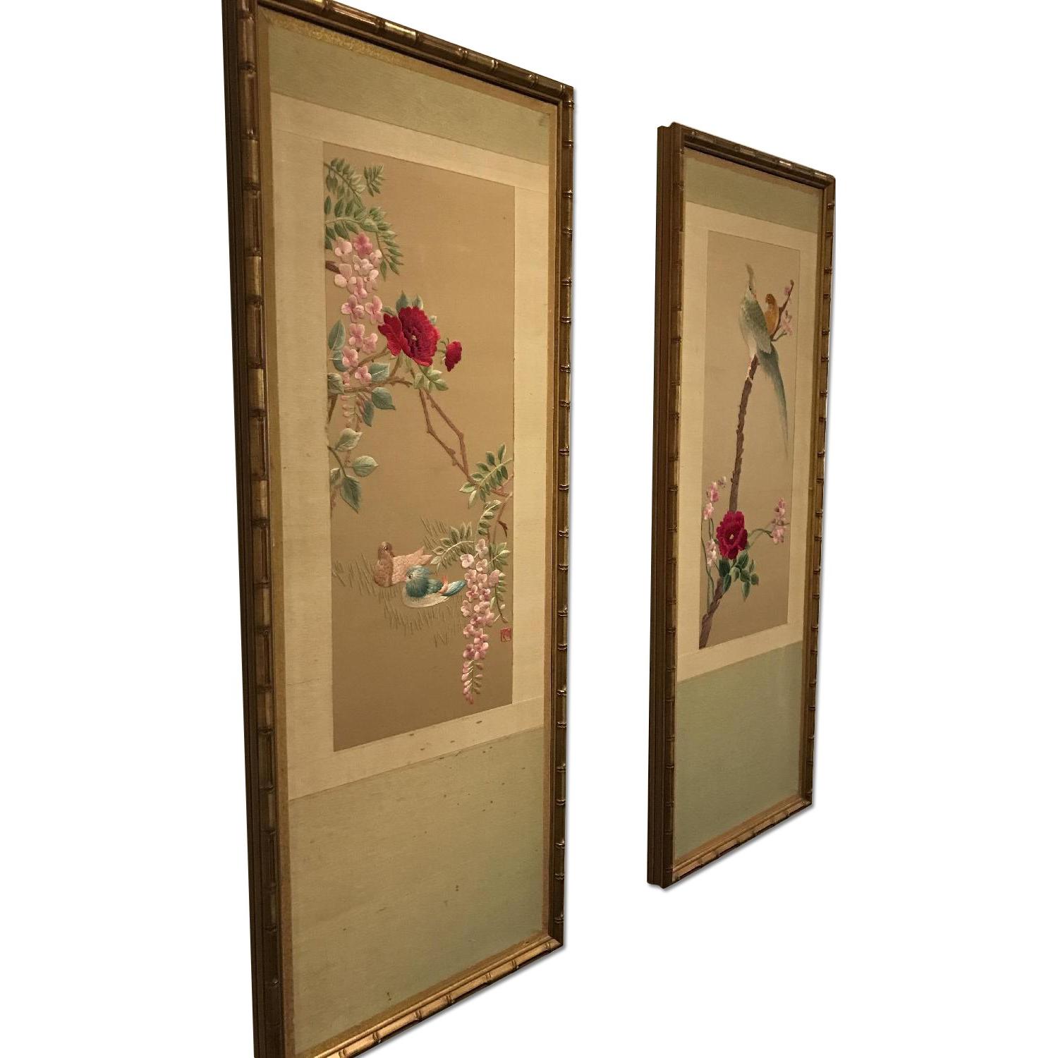 Silk Hand Embroidered Framed Panel - image-0