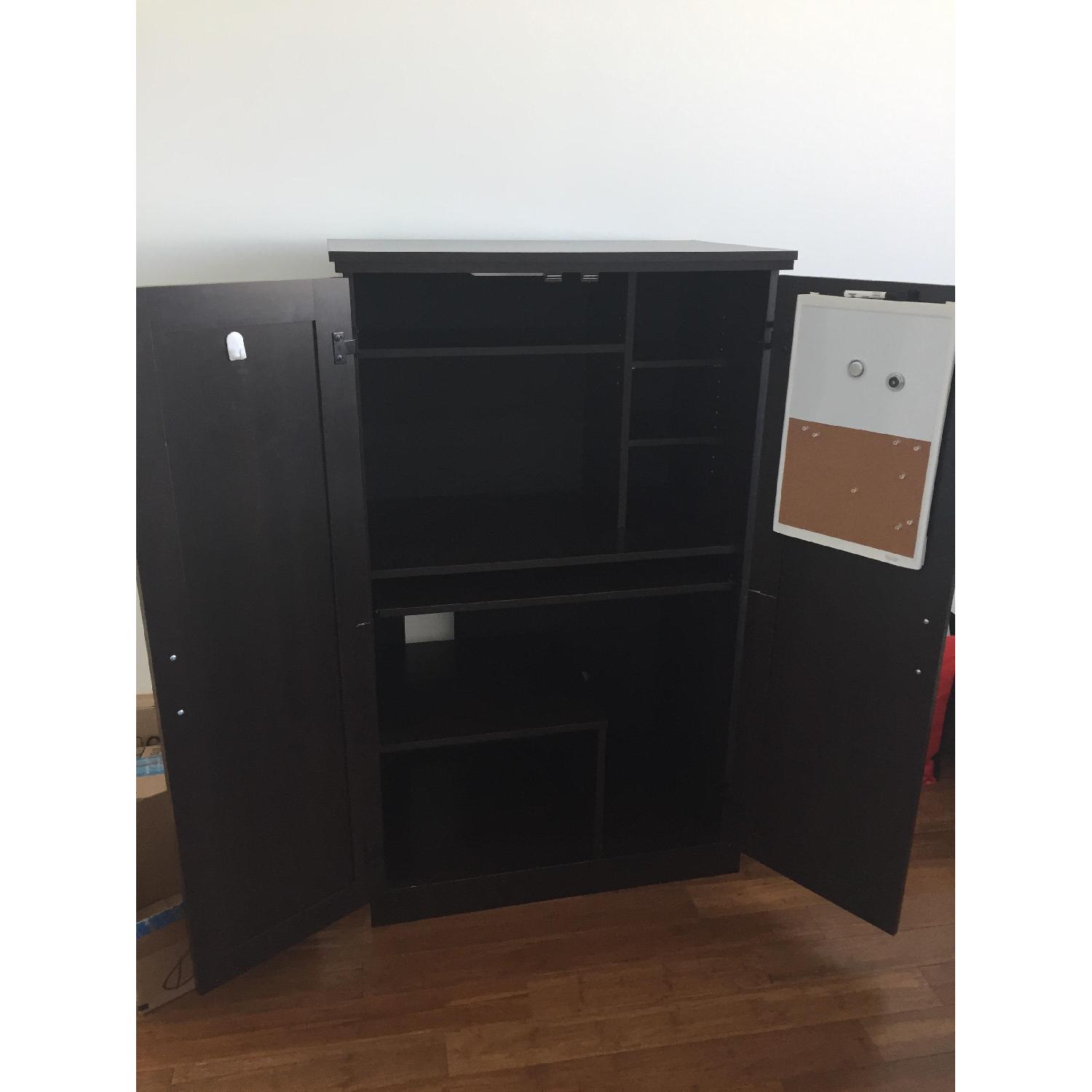 Sauder Computer Armoire in Cinnamon Cherry Finish AptDeco