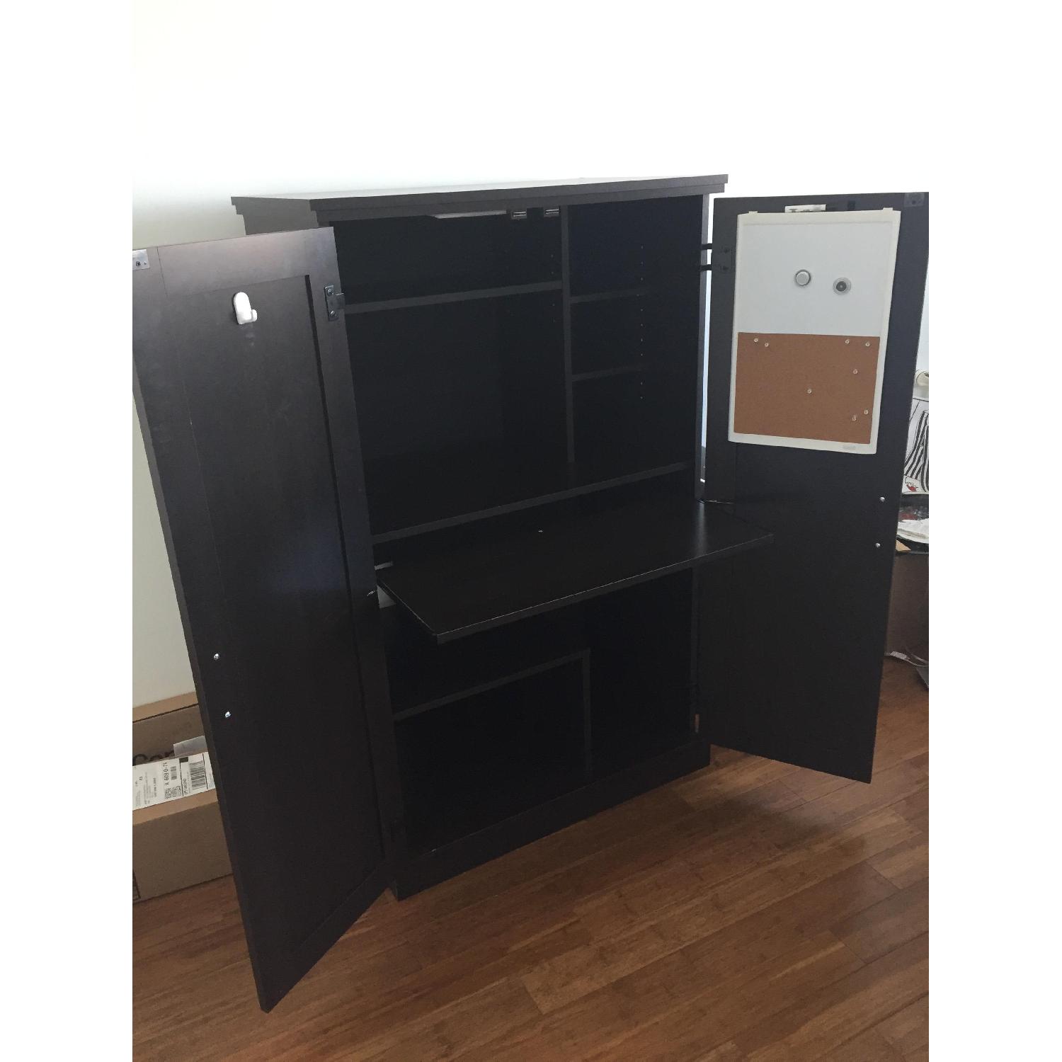 Sauder Computer Armoire in Cinnamon Cherry Finish AptDeco