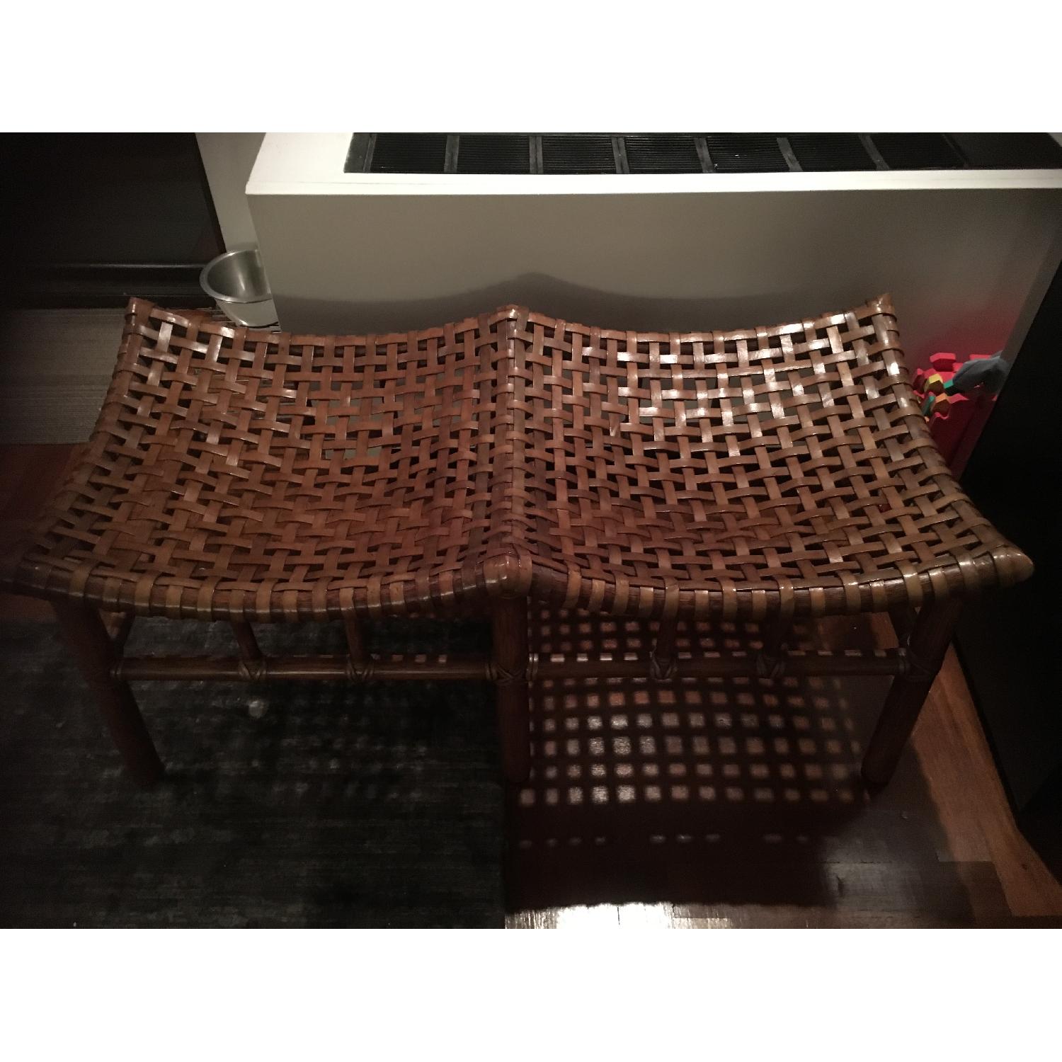 McGuire Double Leather Woven Bench - image-2