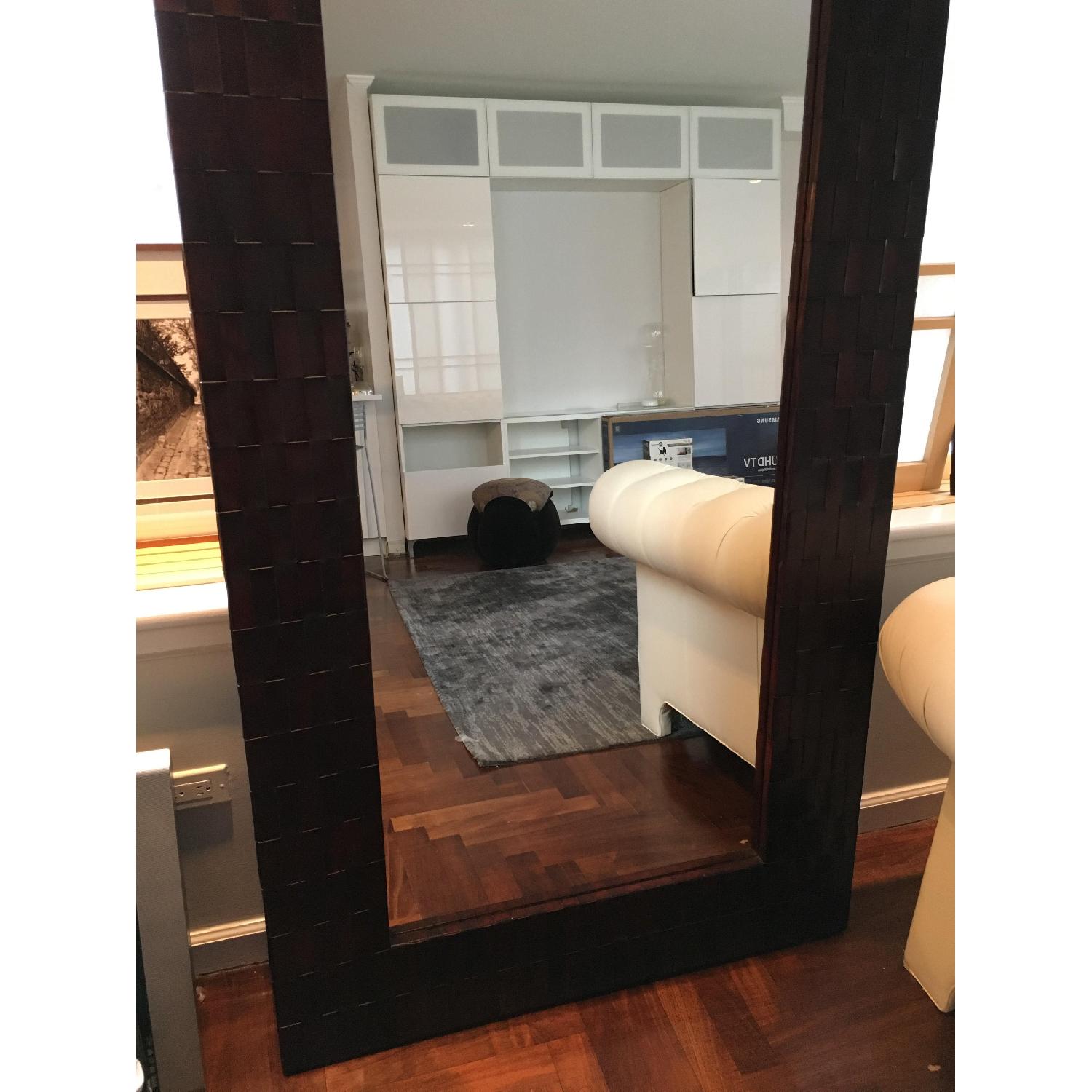 Crate & Barrel Brown Woven Leather Leaning Floor Mirror AptDeco