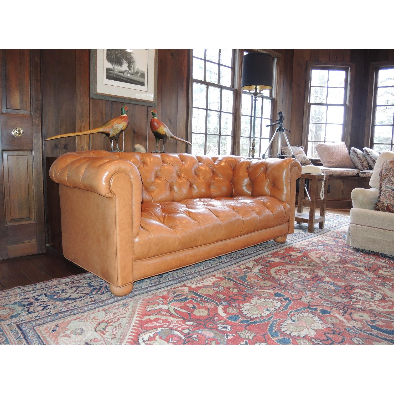 Chesterfield Leather Sofa Stuffed w/ Goose Down - image-2