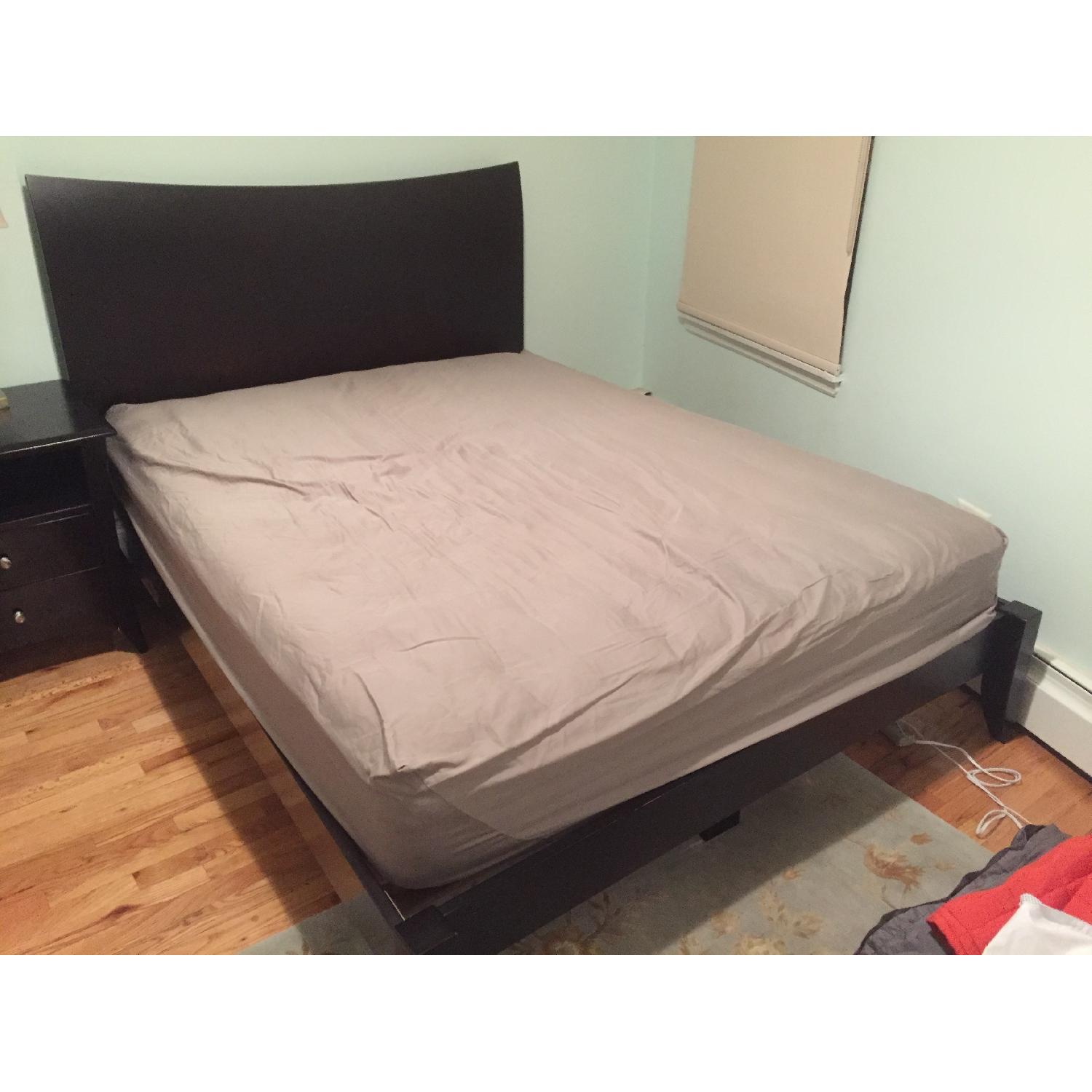 Modern Queen Size Dark Wood Bed Frame AptDeco