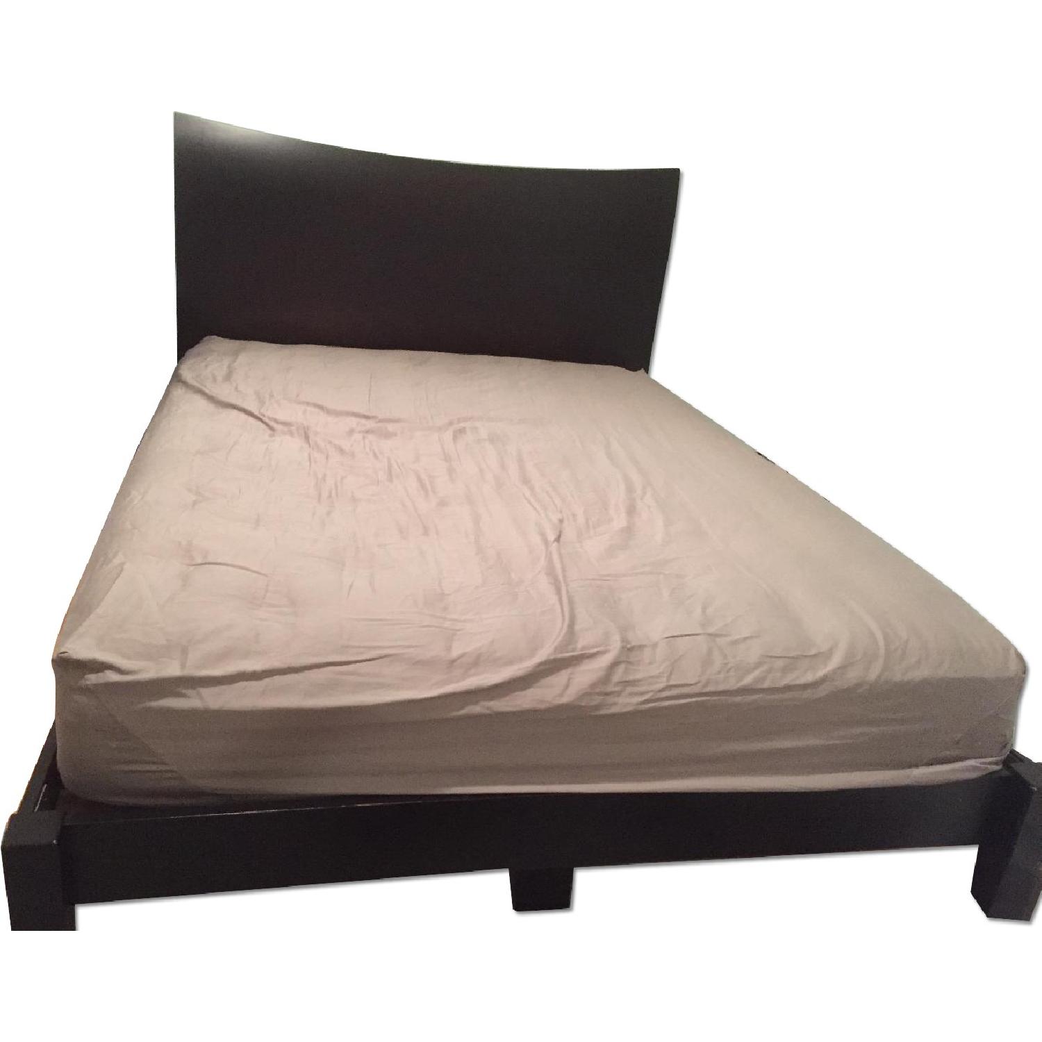 Modern Queen Size Dark Wood Bed Frame AptDeco