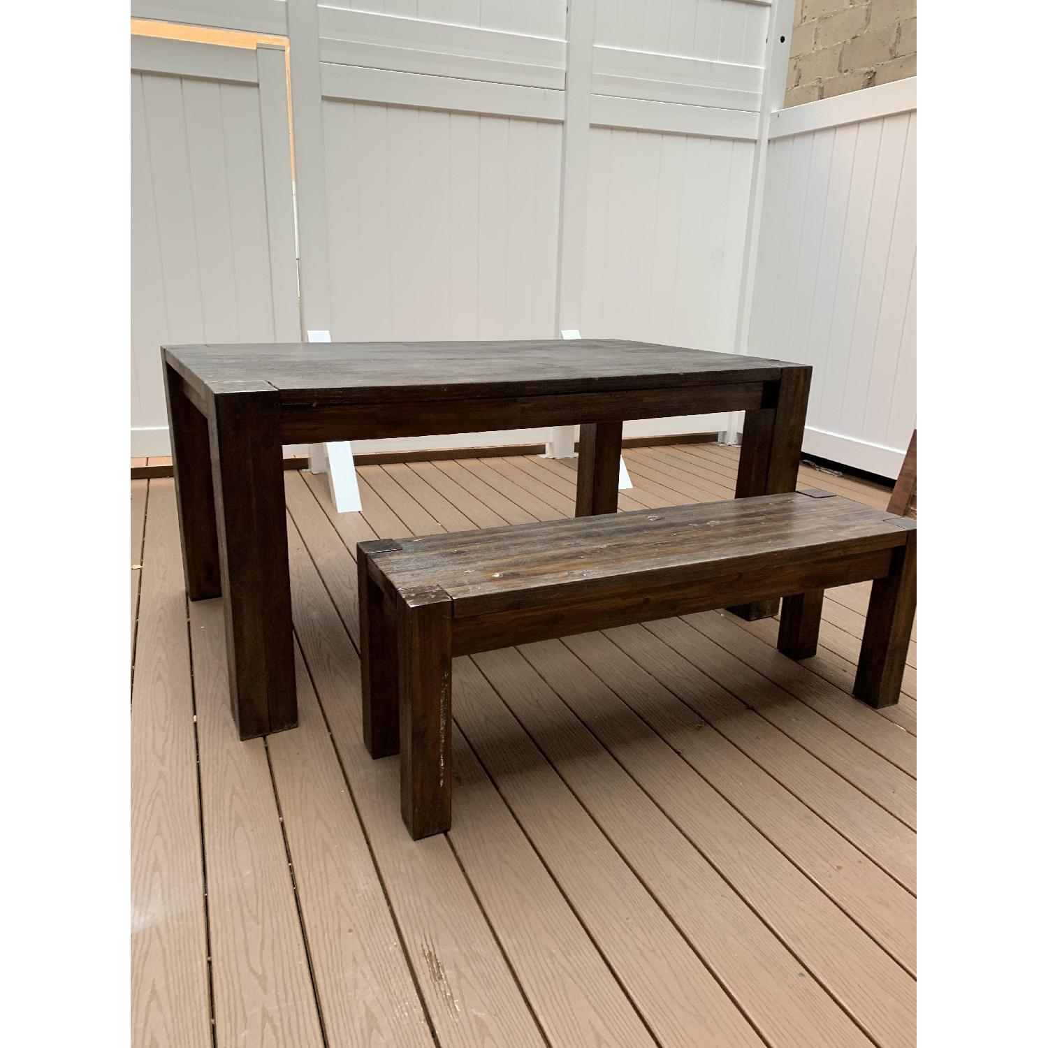 Wooden Dining Table w/ Matching Bench - image-1