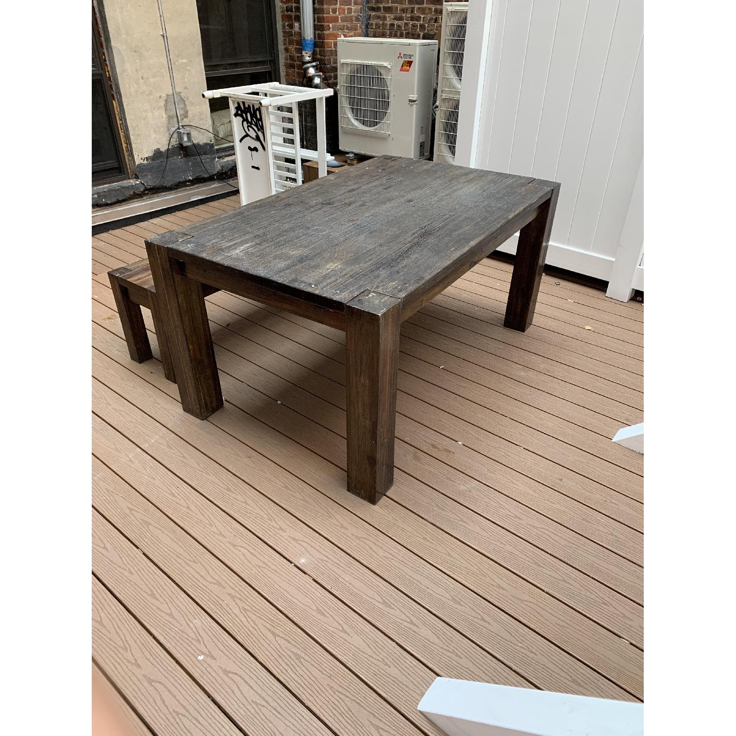 Wooden Dining Table w/ Matching Bench - image-2