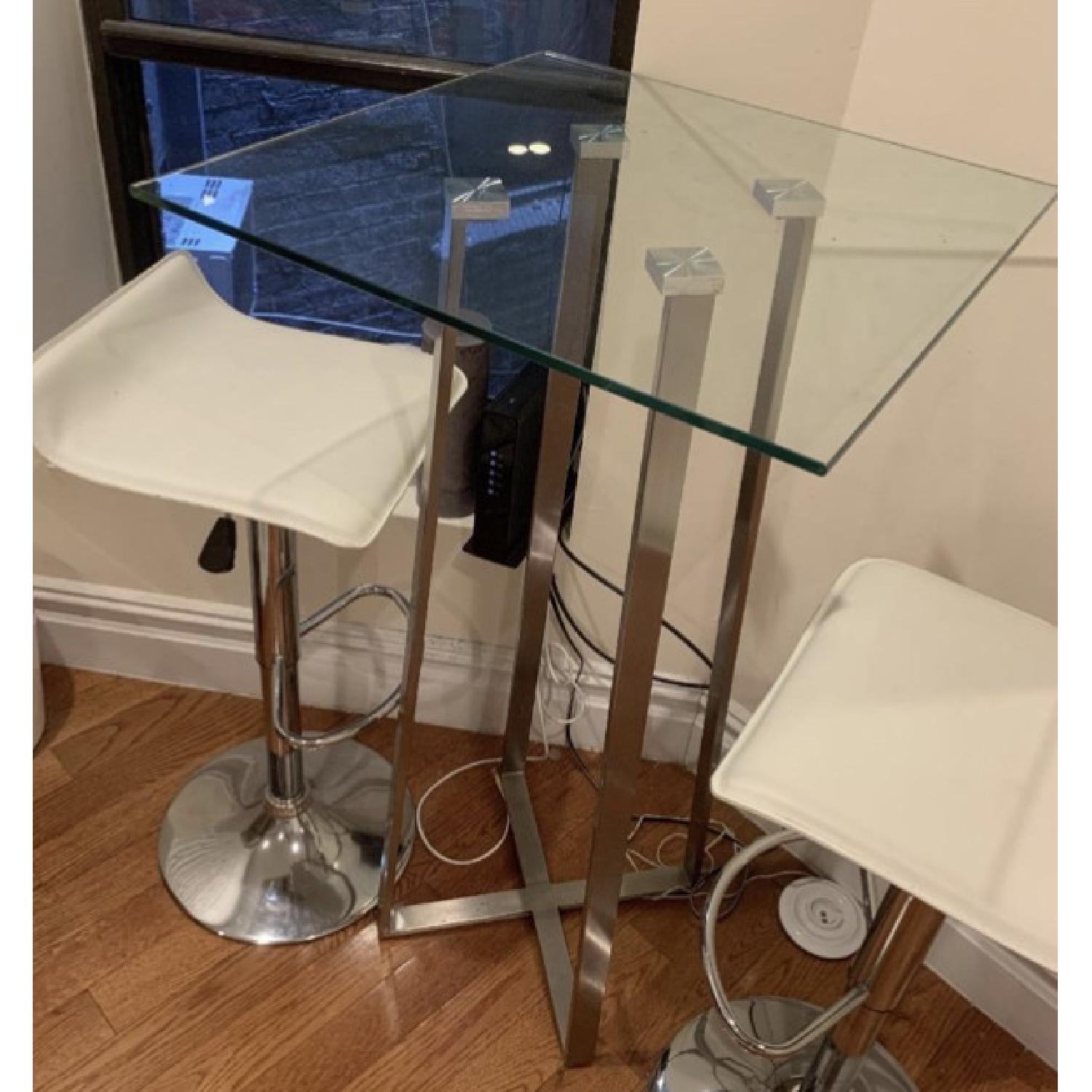 Modern Hydraulic Lift White Faux Leather Bar Stools AptDeco