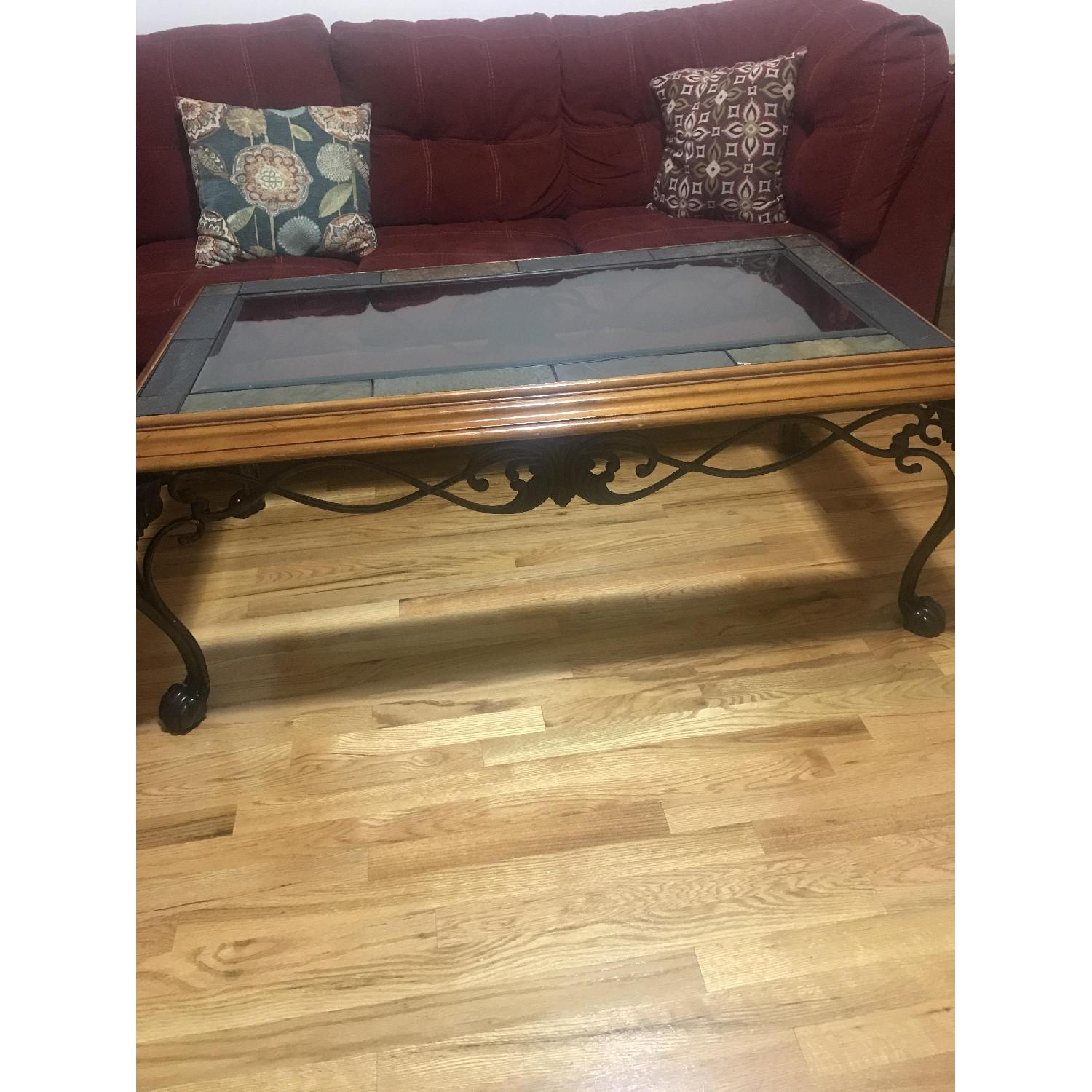 American Furniture Glass Top Coffee Table + Side Table - image-2