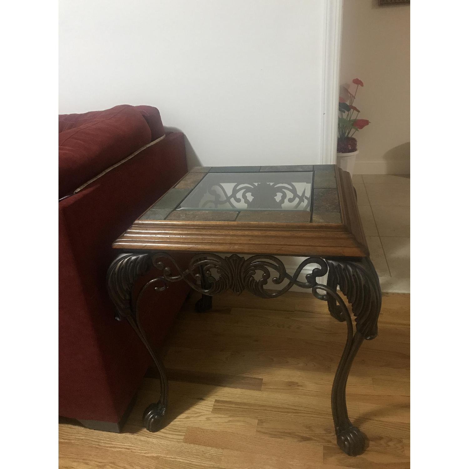 American Furniture Glass Top Coffee Table + Side Table - image-5