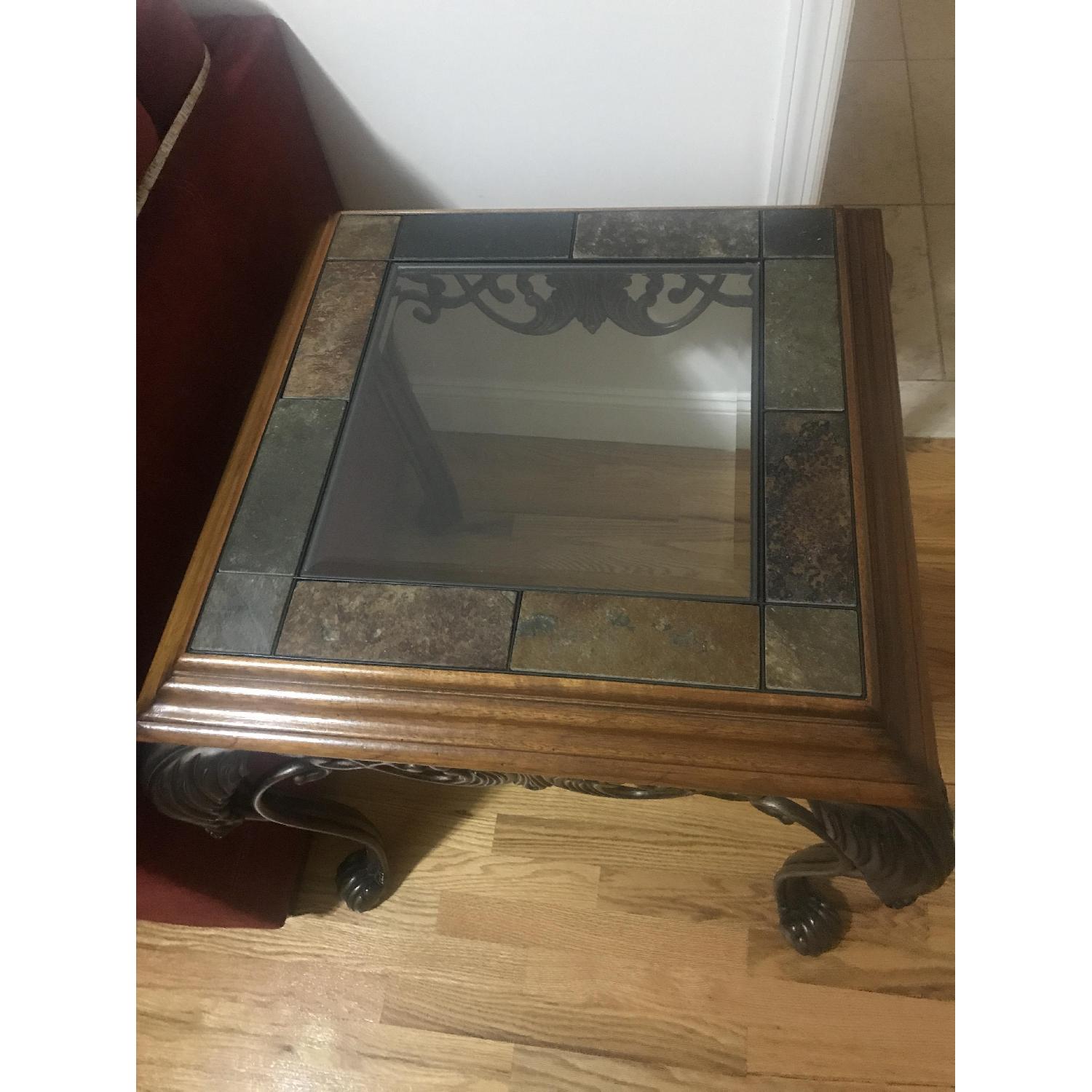 American Furniture Glass Top Coffee Table + Side Table - image-6