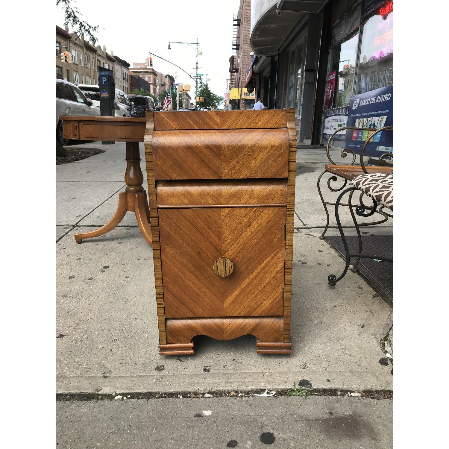 Antique 1930s Art Deco Waterfall Nightstand w/ Wheels - image-2