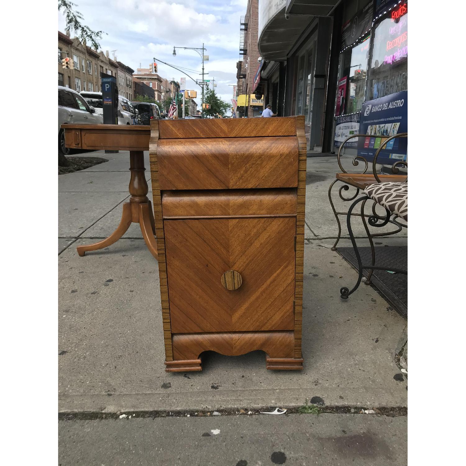 Antique 1930s Art Deco Waterfall Nightstand w/ Wheels - image-3