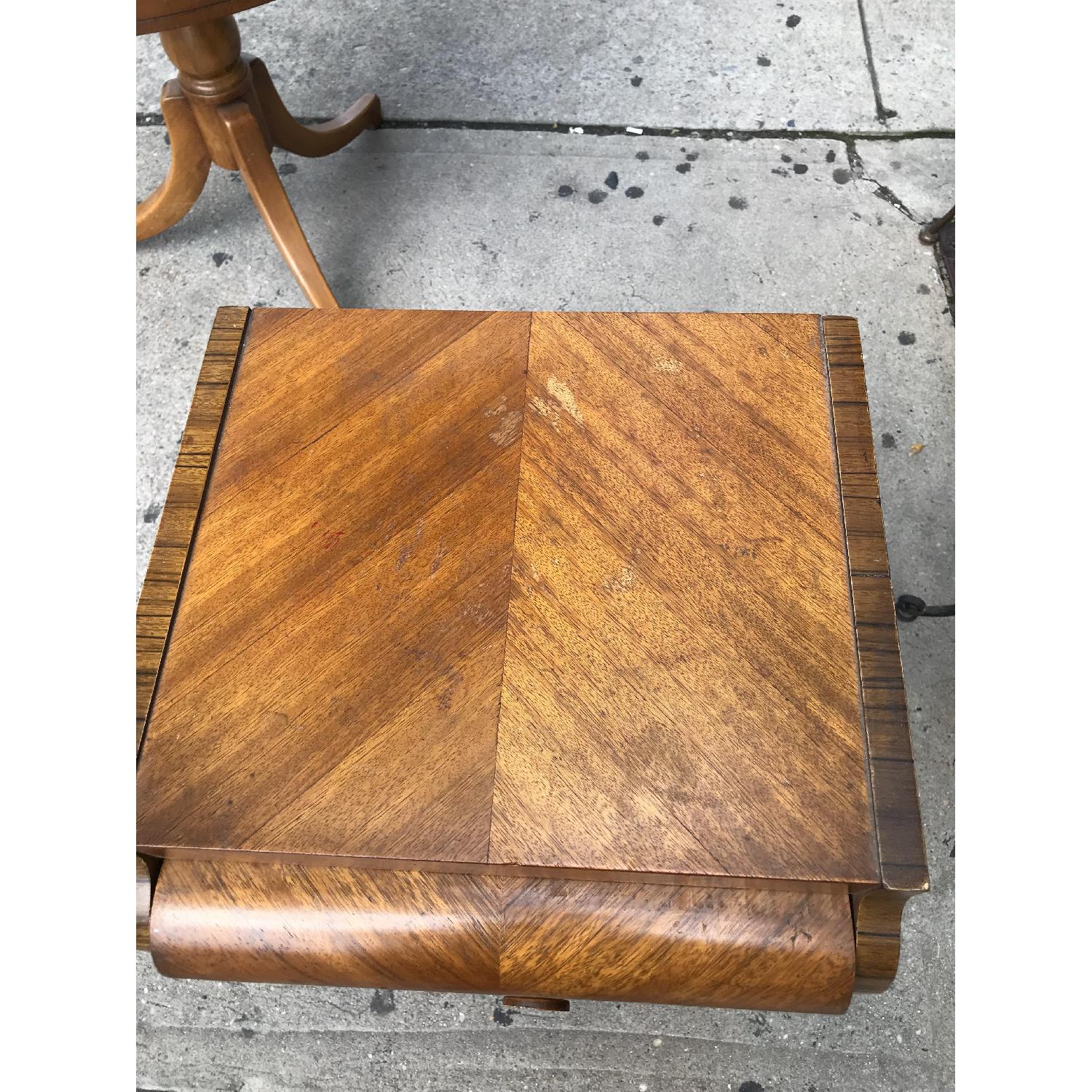 Antique 1930s Art Deco Waterfall Nightstand w/ Wheels - image-6