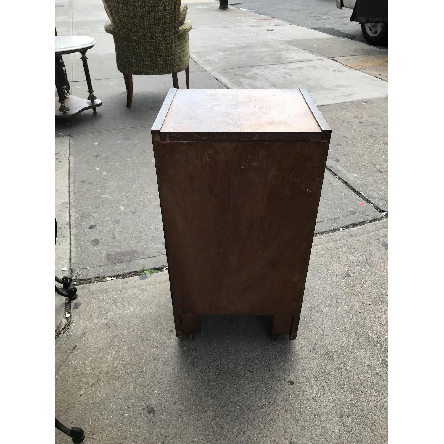 Antique 1930s Art Deco Waterfall Nightstand w/ Wheels - image-7