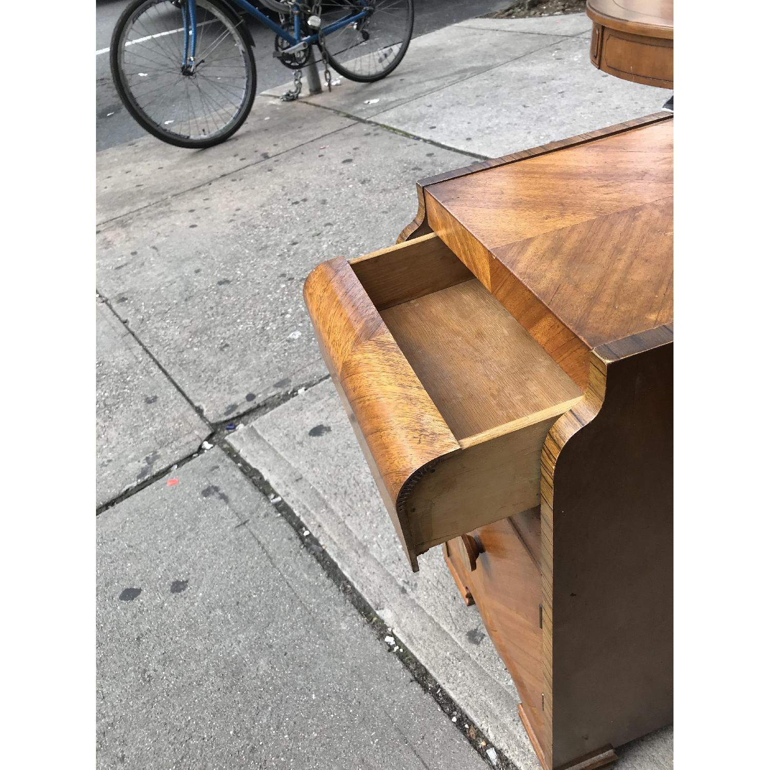 Antique 1930s Art Deco Waterfall Nightstand w/ Wheels - image-9
