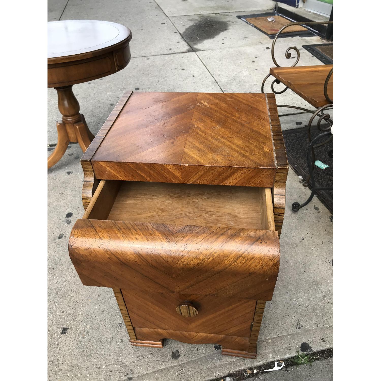 Antique 1930s Art Deco Waterfall Nightstand w/ Wheels - image-10