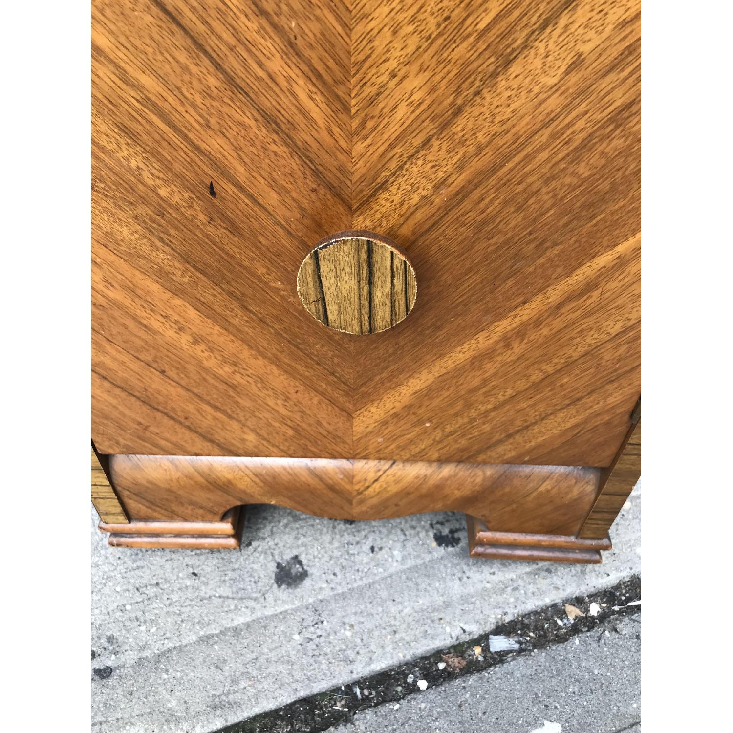 Antique 1930s Art Deco Waterfall Nightstand w/ Wheels - image-12