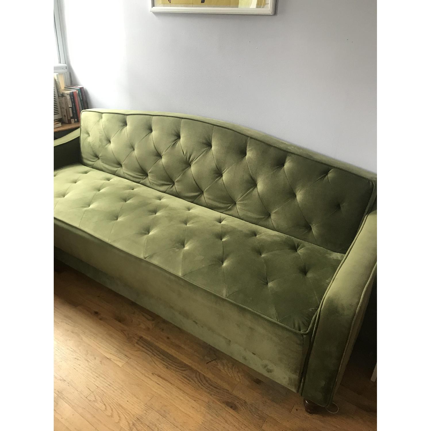 Dorel Home Novogratz Green Velvet Futon/Sofa - image-5