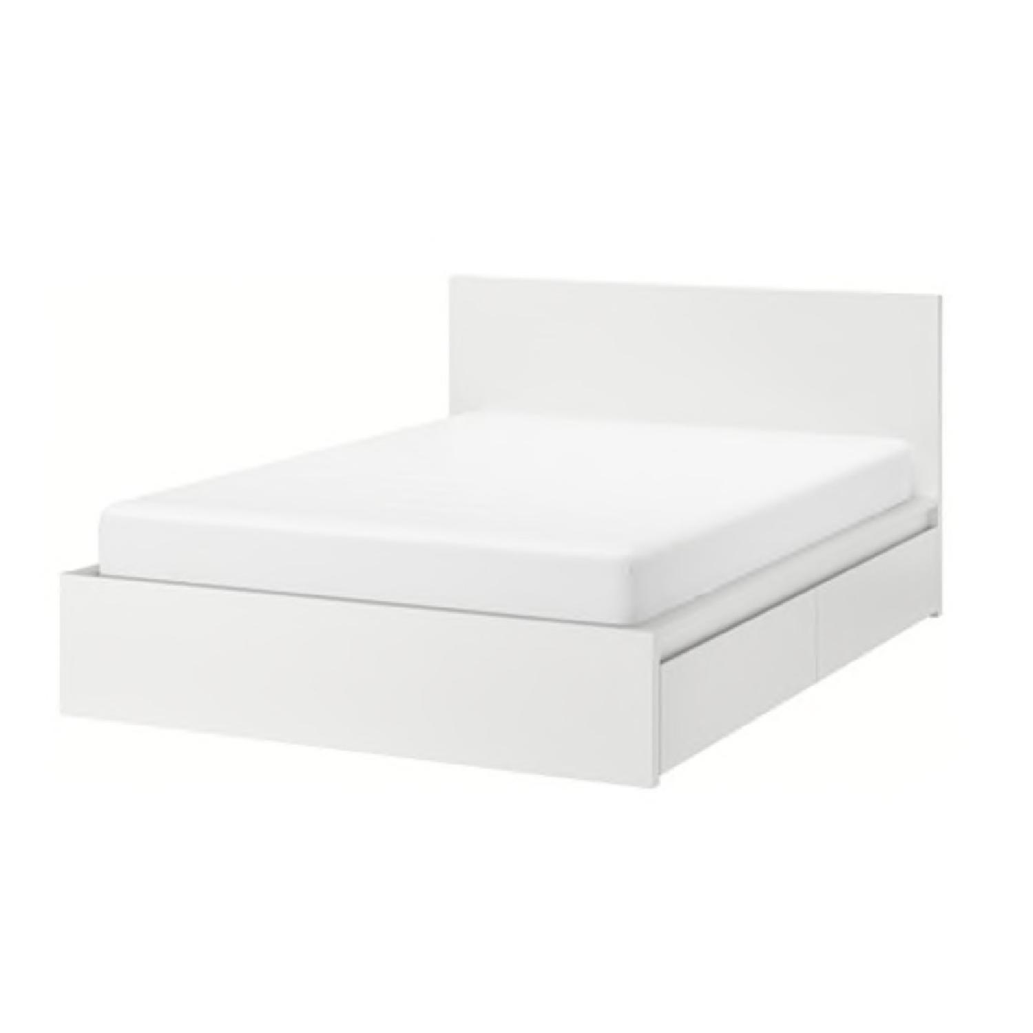 Ikea Malm White Full High Bed Frame w/ 4 Storage Boxes AptDeco
