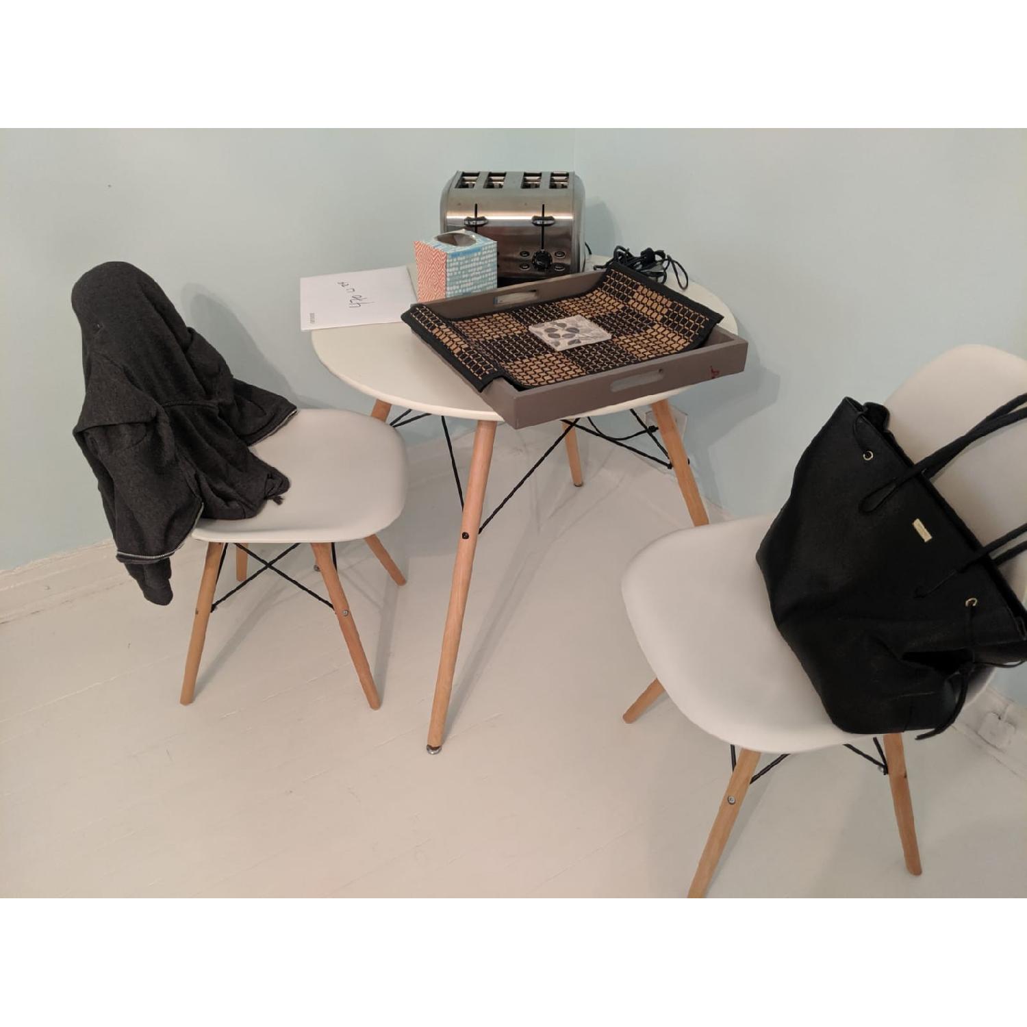 Coavas White Round Dining Table w/ 2 Chairs - image-3