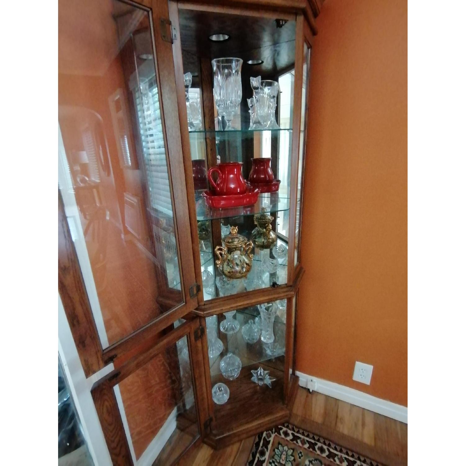 Raymour & Flanigan Corner Vitrine Glass & Wood Cabinet - image-2