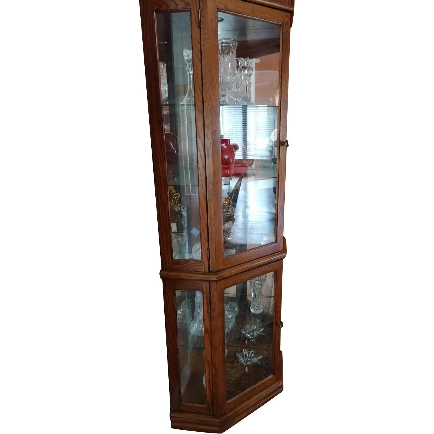 Raymour & Flanigan Corner Vitrine Glass & Wood Cabinet - image-0